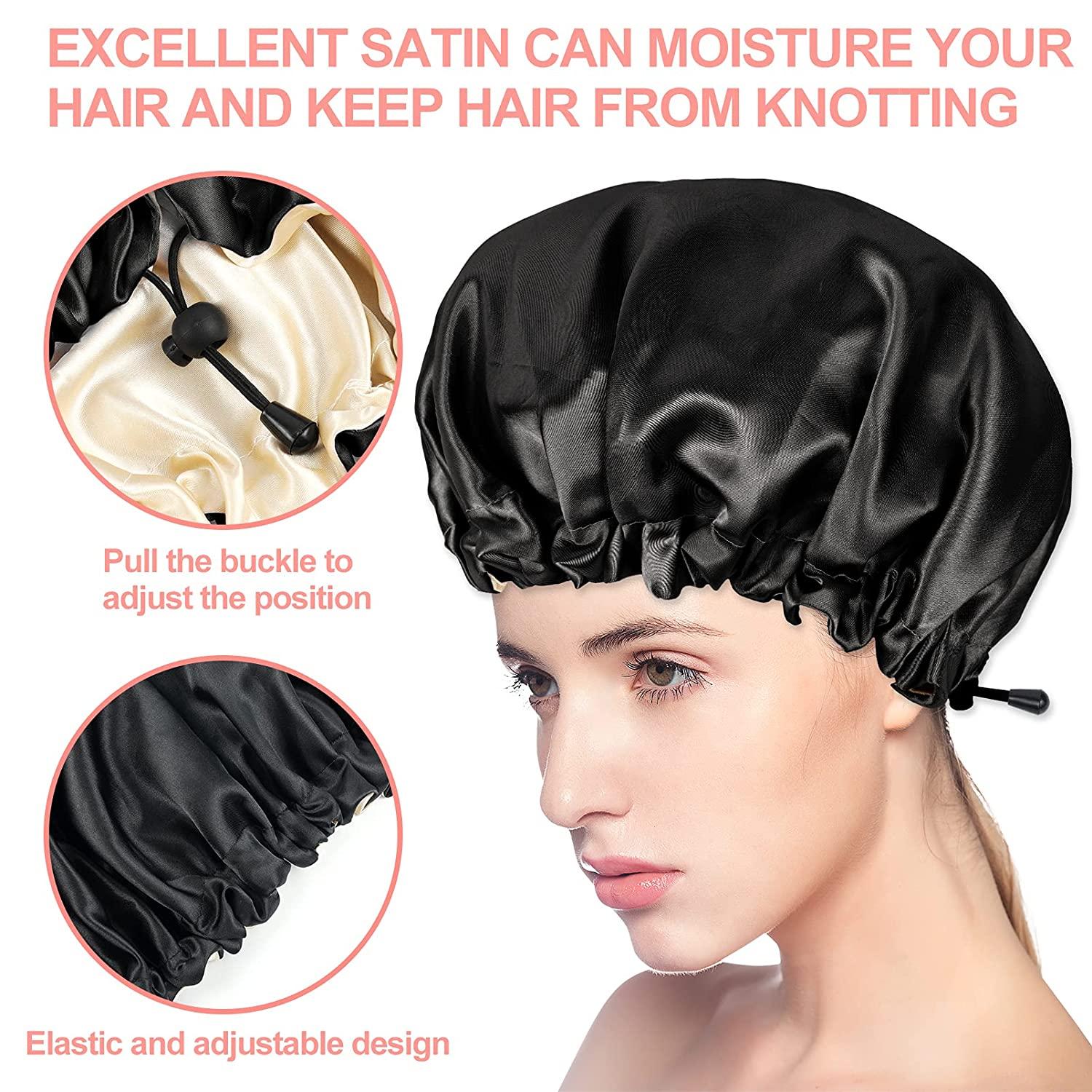 CHORHA Satin Sleep Cap Adjustable DoubleSided for Comfortable