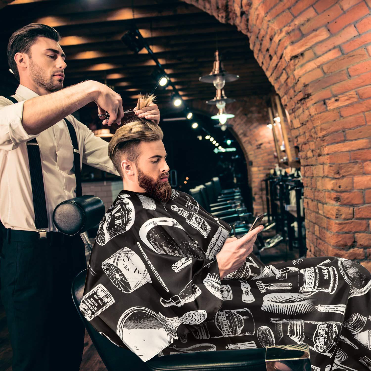 Barber and Hair Stylist Cape Black White