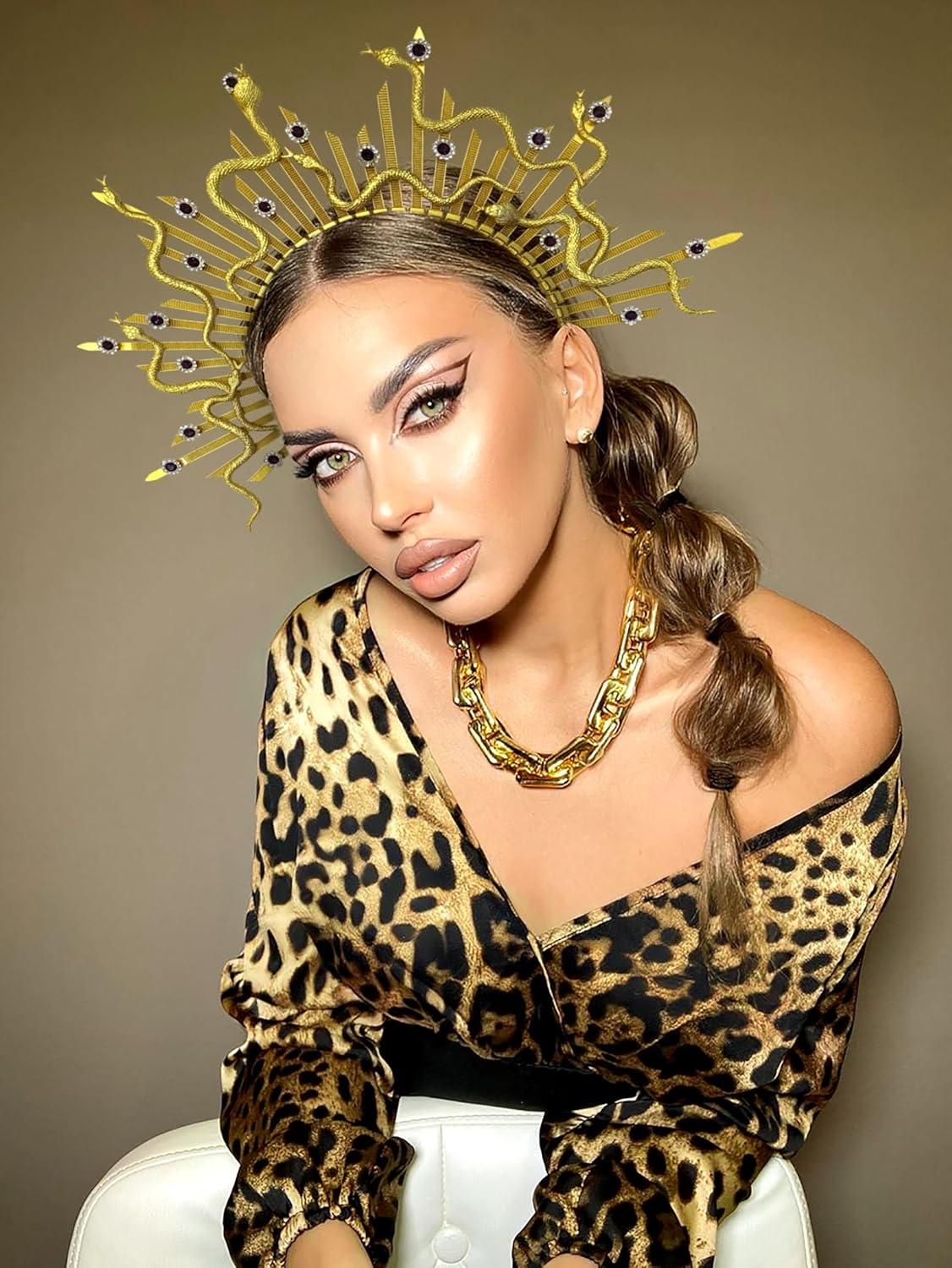 gold medusa dress Gold Medusa Coil Headpiece – AbracadabraNYC main image 1
