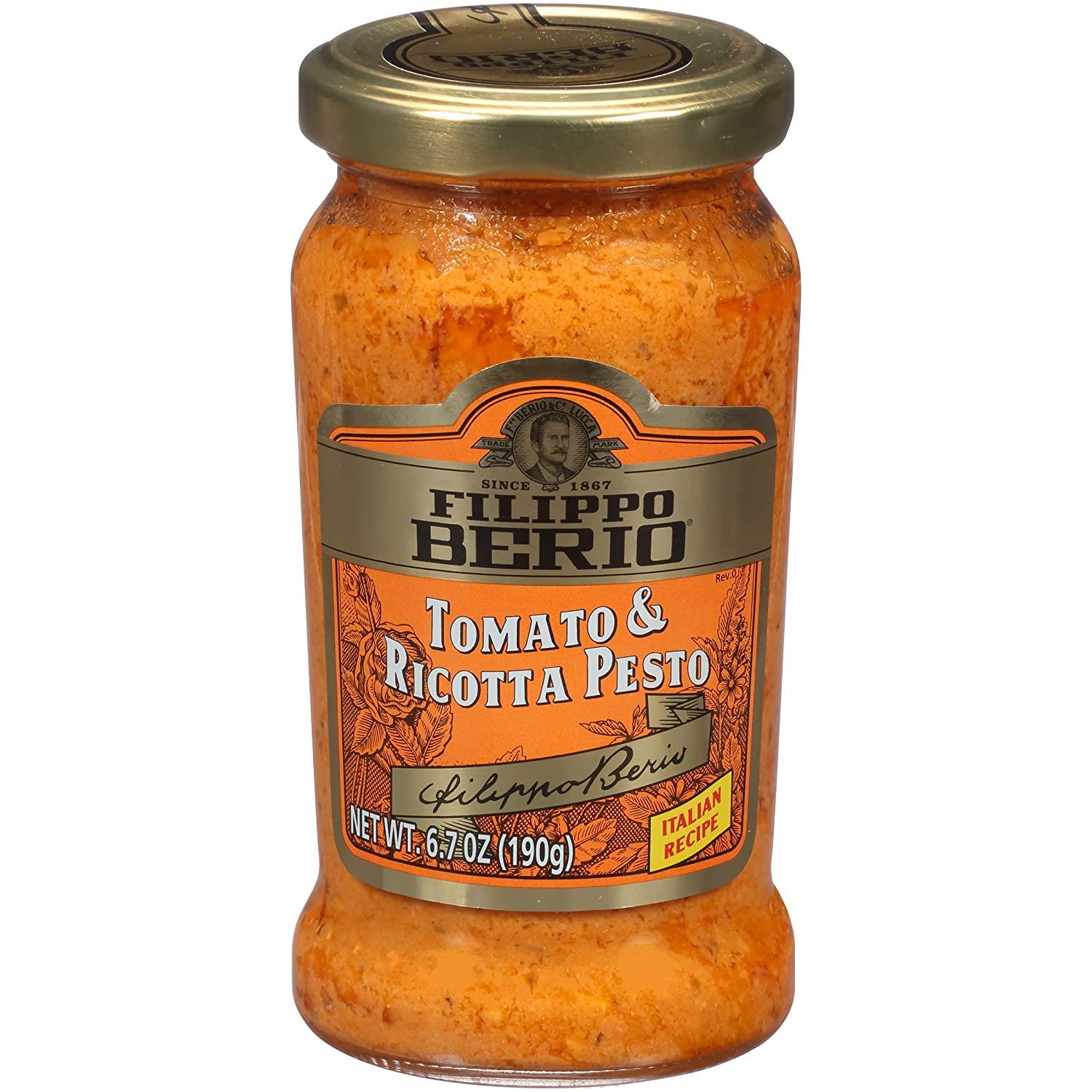 Filippo Berio Tomato & Ricotta Pesto 6.7oz Glass Jar - Authentic ...