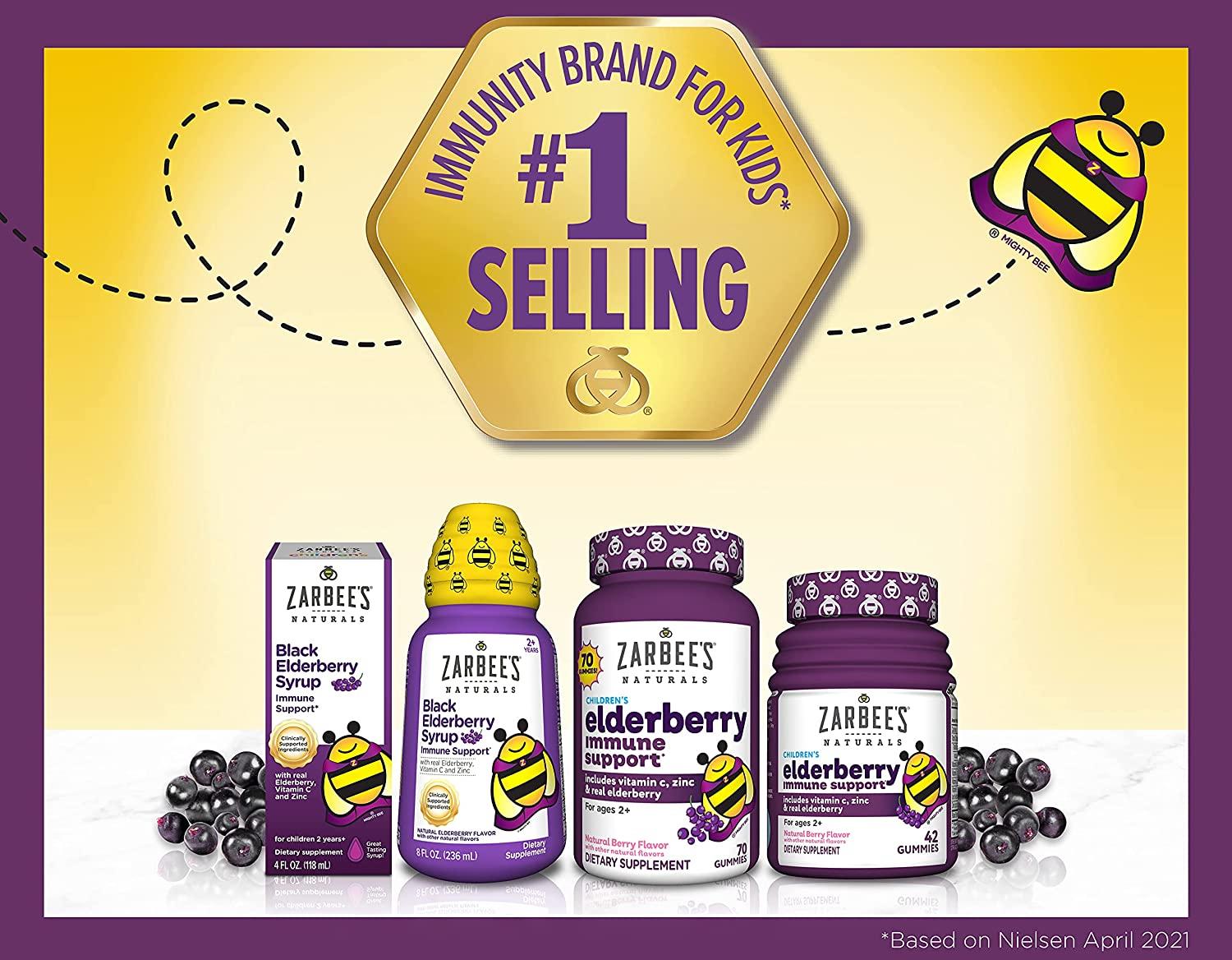 Zarbee's Black Elderberry Syrup with Real Elderberry