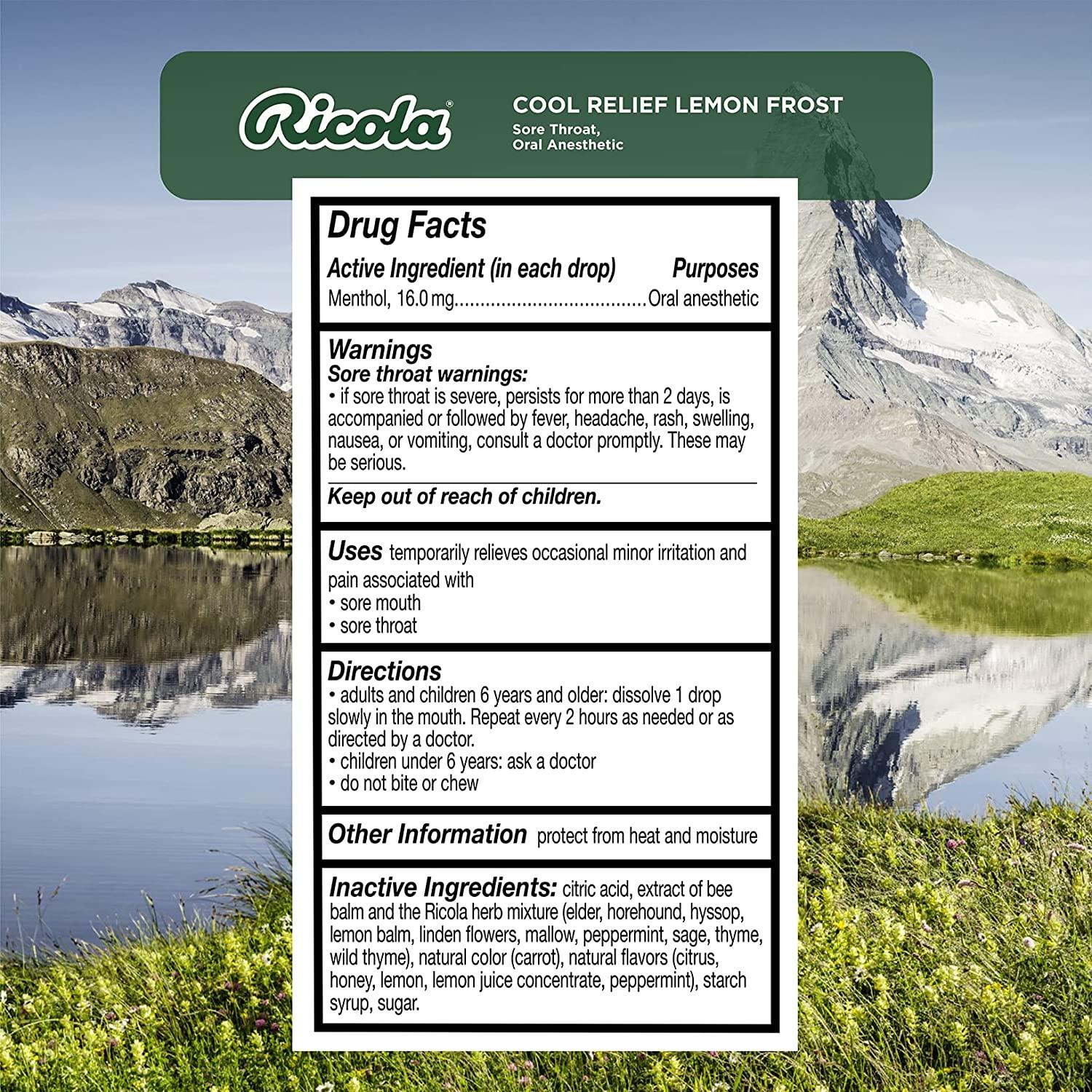 Ricola Cool Relief Lemon Frost Herbal Cough Suppressant Throat Drops