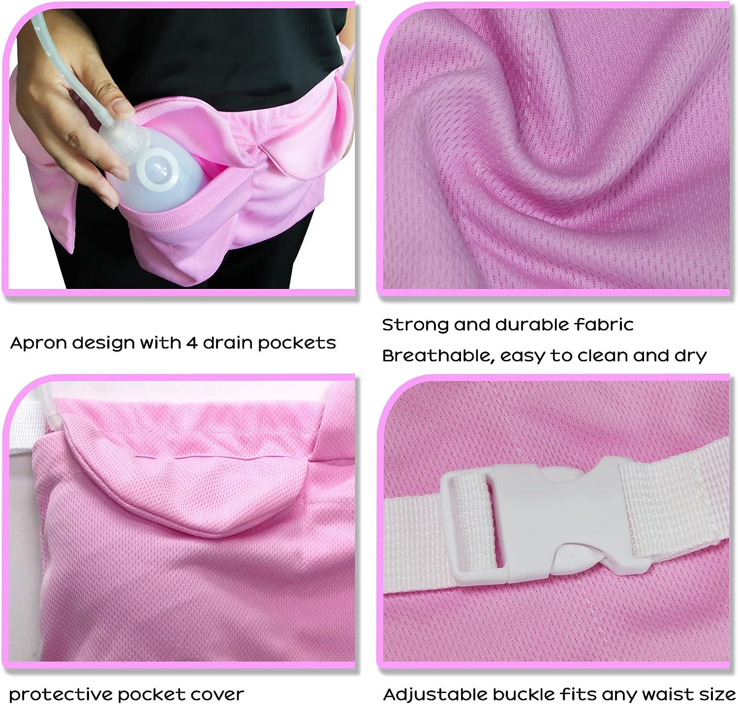 BRMDT Mastectomy Drain Holder with Shower Bag, Apron Style Drain Bottle  Carring Bag for Mastectomy Breast Reconstruction and Reduction Post-Surgery  Care Kit for Patients Recovery Support (Pink)