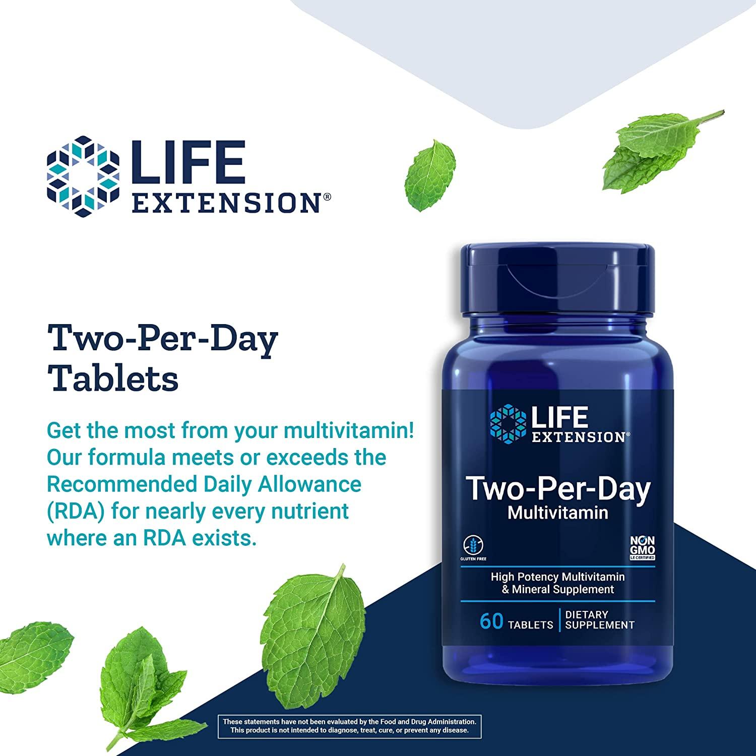 Life Extension Two-Per-Day Multivitamin Tablets - 60 Count for Optimal ...