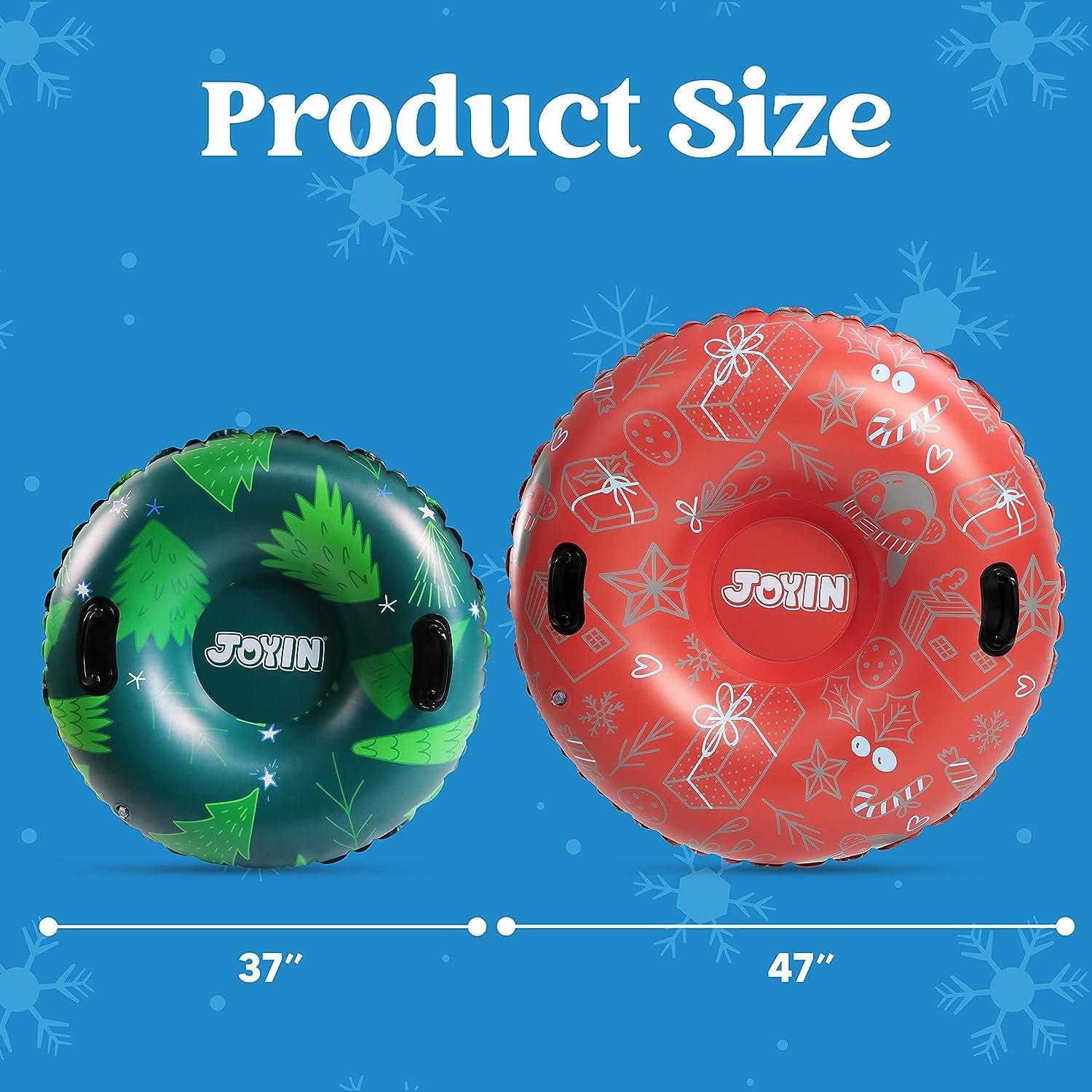 JOYIN Inflatable Snow Tubes 47" & 37"(2 Packs) for Kids and Adults