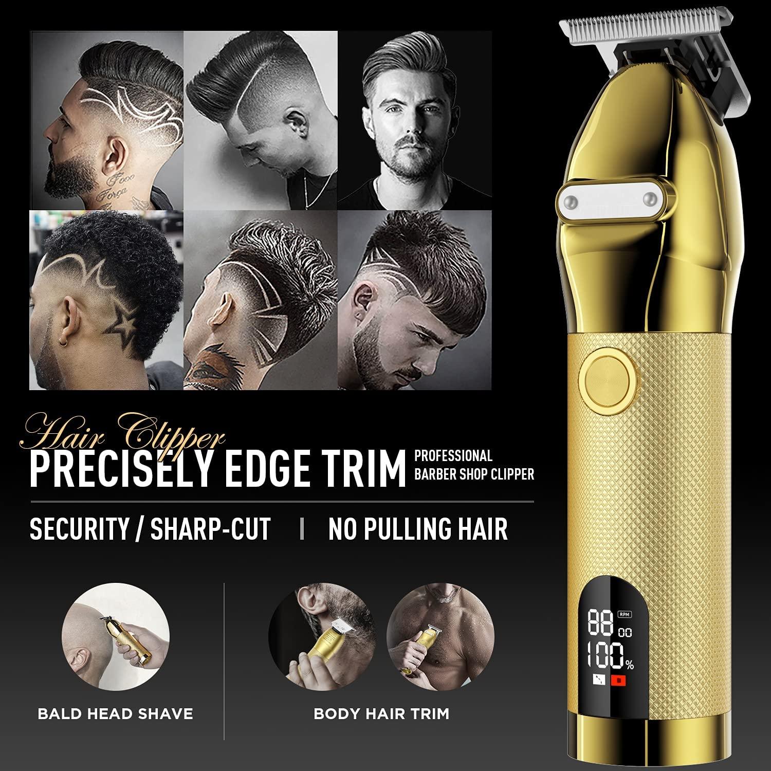 Hair Trimmer for Men, Mens Hair Clippers Beard Trimmer Professional,  Cordless Durable Clipper Hair Cutting Kit, Waterproof, Rechargeable & LED  Display, Gold