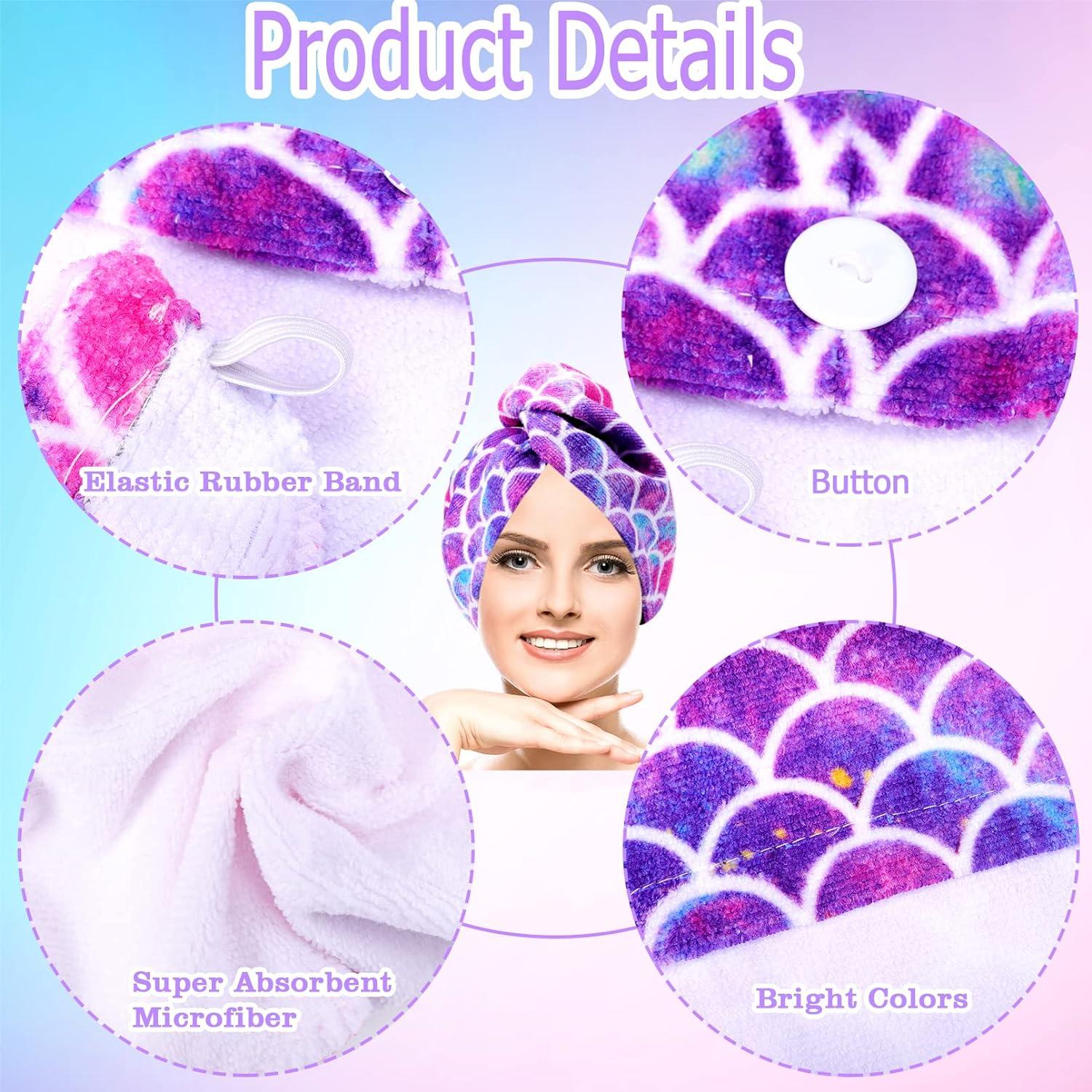 Whaline 2 Pack Parent-Child Quick Dry Hair Towel Cute Mouse Hair Towel Wrap Purple