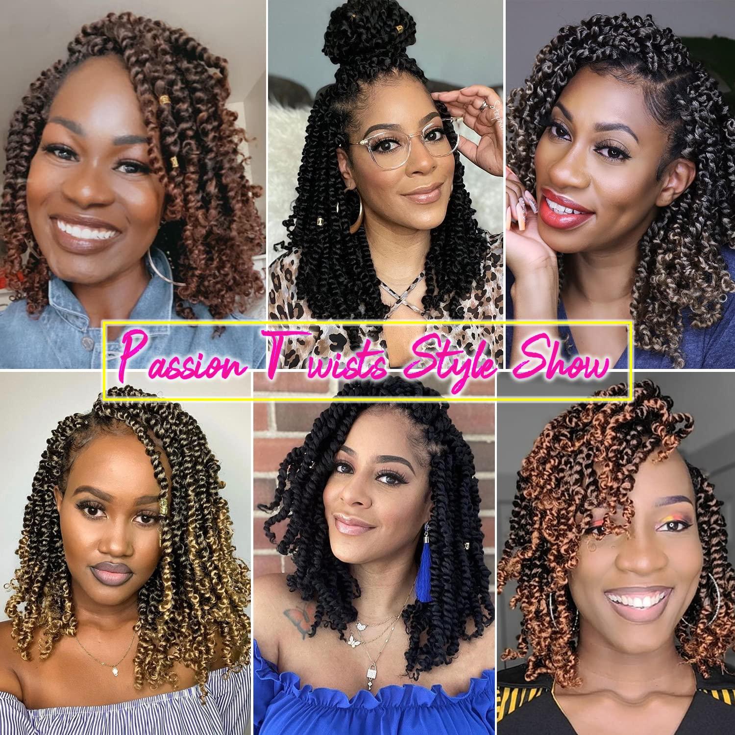 8 Packs Pre-twisted Passion Twist Crochet Hair for Black Women, 8