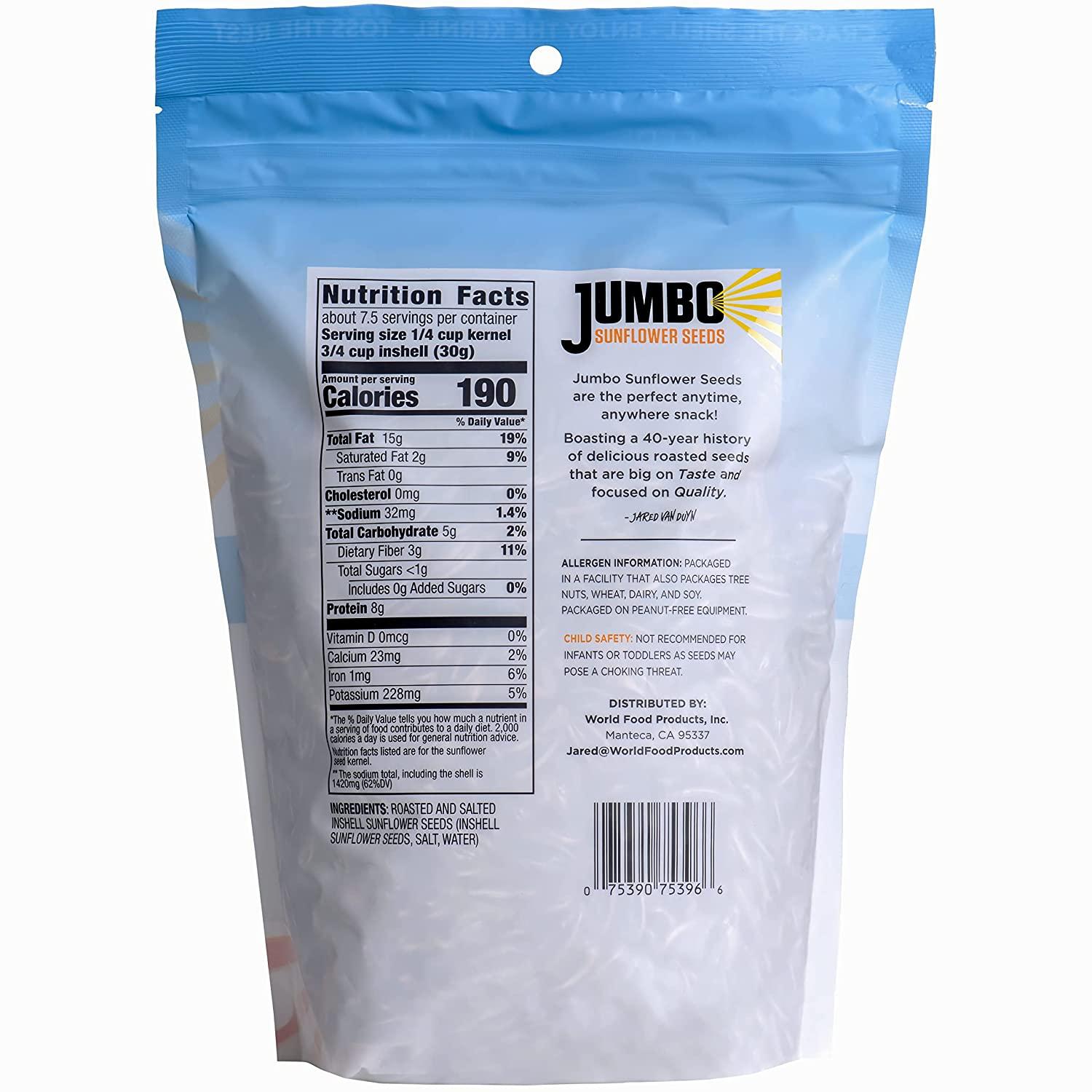 JUMBO SUNFLOWER SEEDS, Original, 16Ounce (Pack of 6)