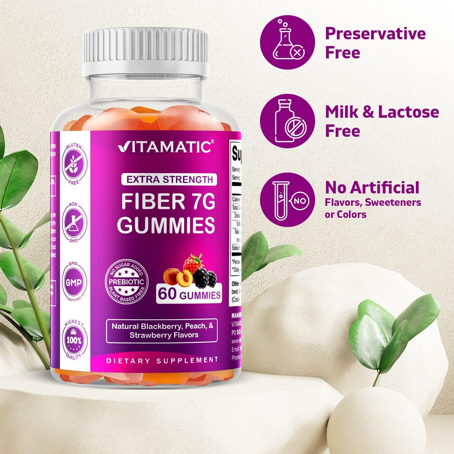 Vitamatic Prebiotic Fiber Gummies for Adults 7G Fiber Extra Strength