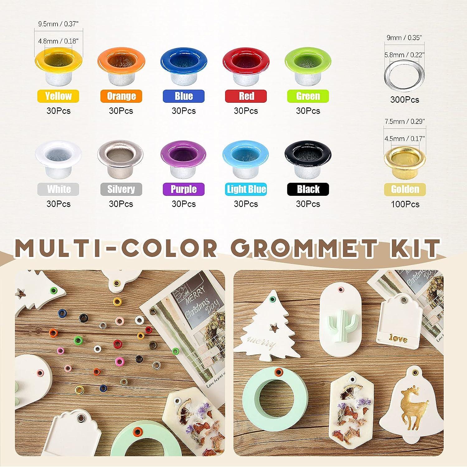 QLOUNI 360 Sets 3/16 inch 12 Colors Grommets Kit Metal Eyelets with  Installation Tools for Leather Craft Making Clothing Repair and Decoration  360Pcs 3/16 inch 12 Colors