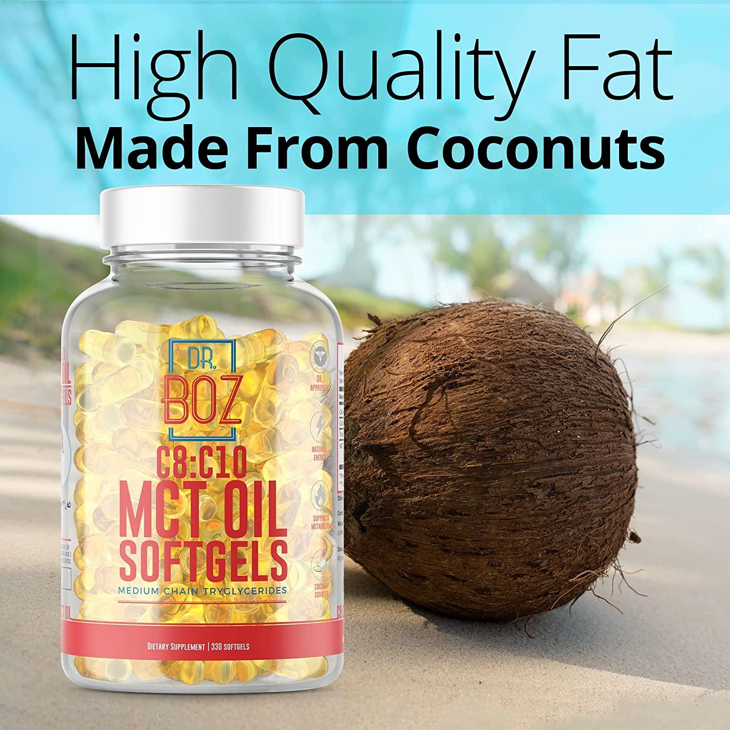 Dr. Boz C8 C10 MCT Oil Softgels - 330 Count | Best Keto Supplement For Weight Loss | Buy Now With Express International Delivery