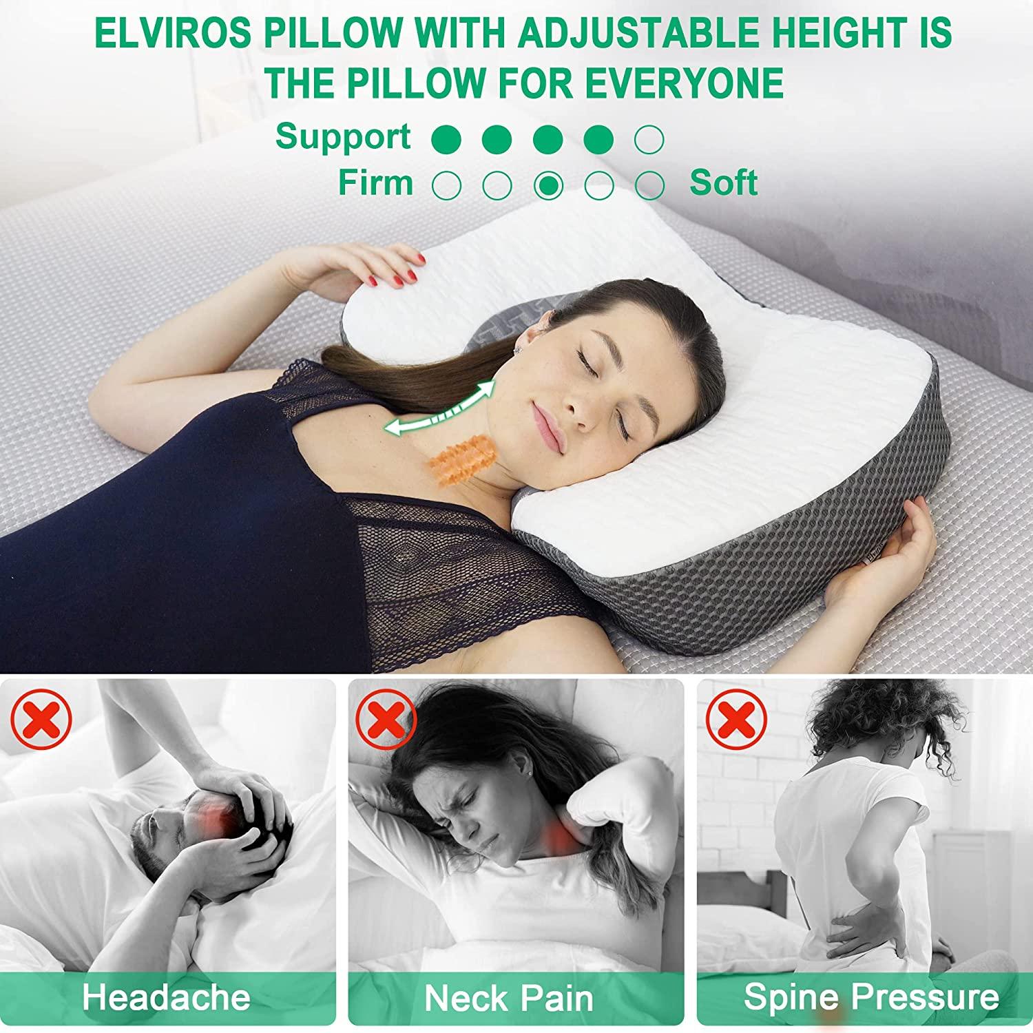 Side Sleeper Pillow - Neck Pillows for Pain Relief Sleeping - Queen Size Bed