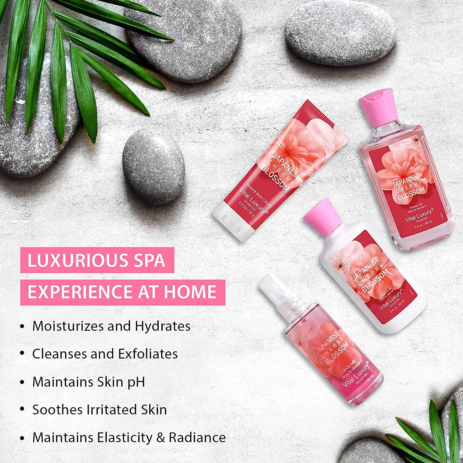 Japanese Cherry Blossom Luxury Bath & Body Kit - 3oz Gift Set for