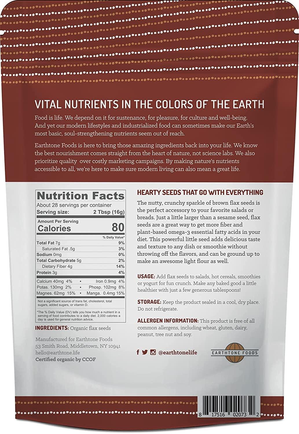 Whole Flax Seed Organic Raw Brown Flaxseed USDA Organic NonGMO Omega3