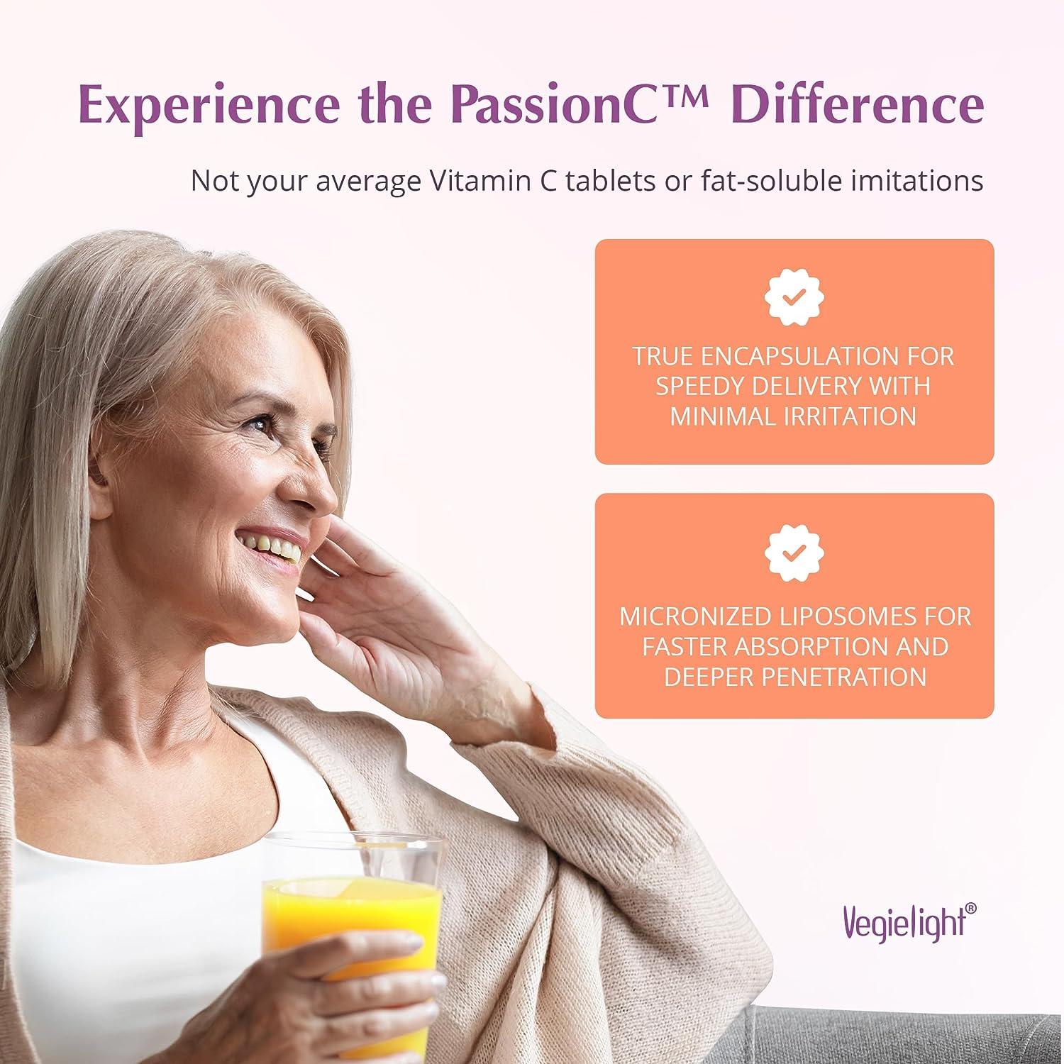 VEGIELIGHT PassionC Liquid Liposomal Vitamin C 1000mg Improved