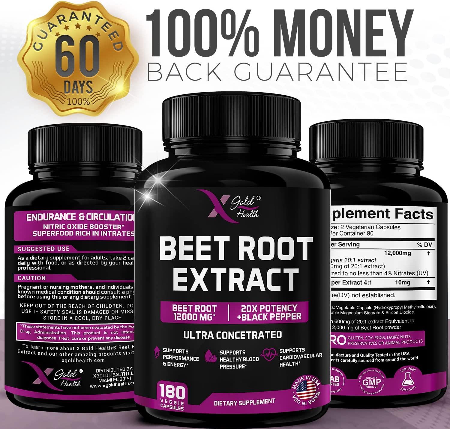 Beet Root Extract Capsules 12000mg High Nitrates Supplement with