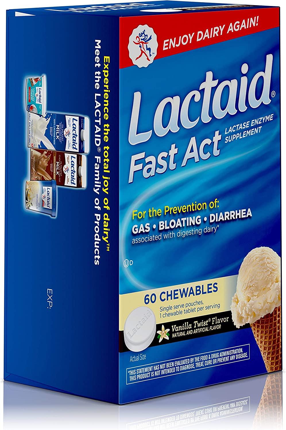 Lactaid Fast Act Lactose Intolerance Chewables with Lactase Enzymes