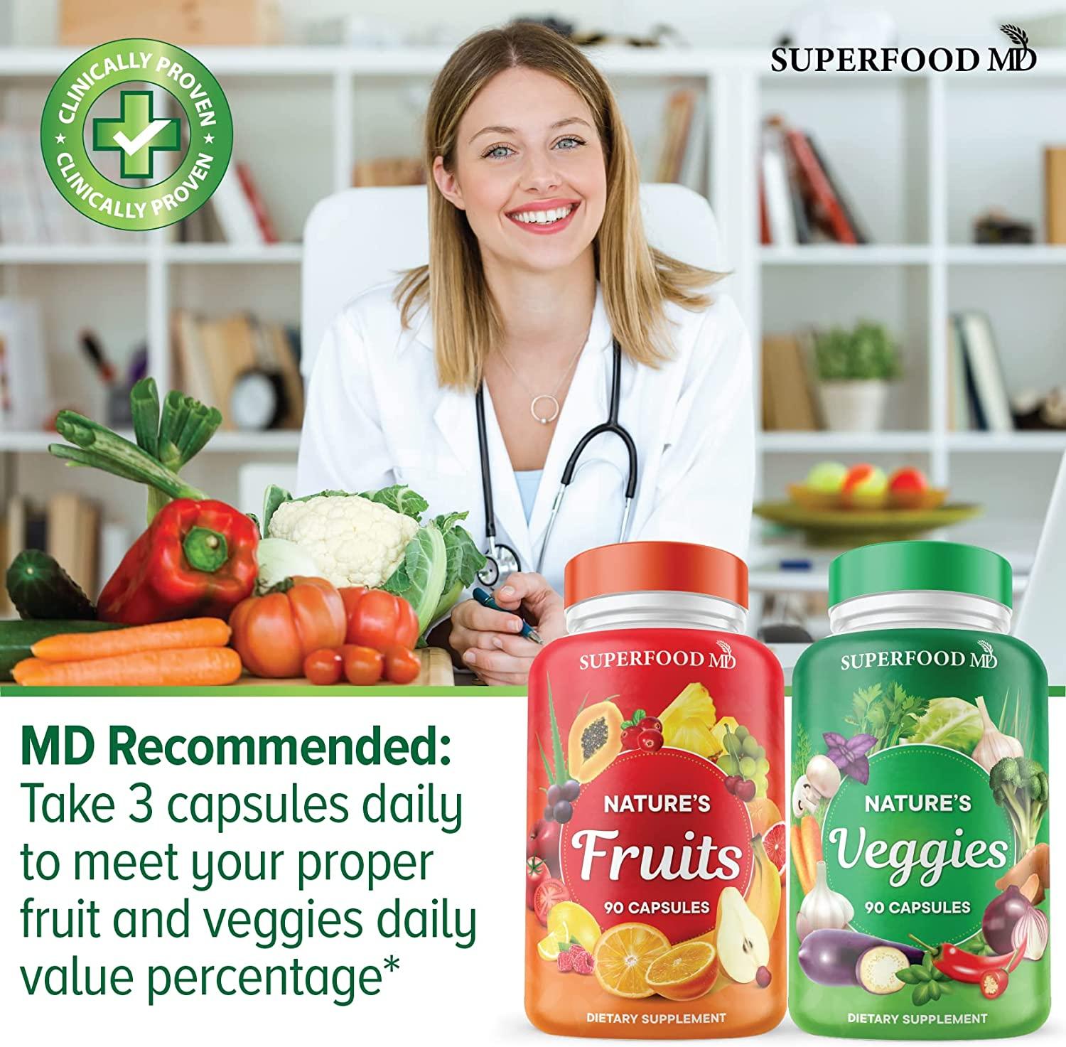 Superfood MD Fruits and Veggies Supplement 90 Capsules Each Natural