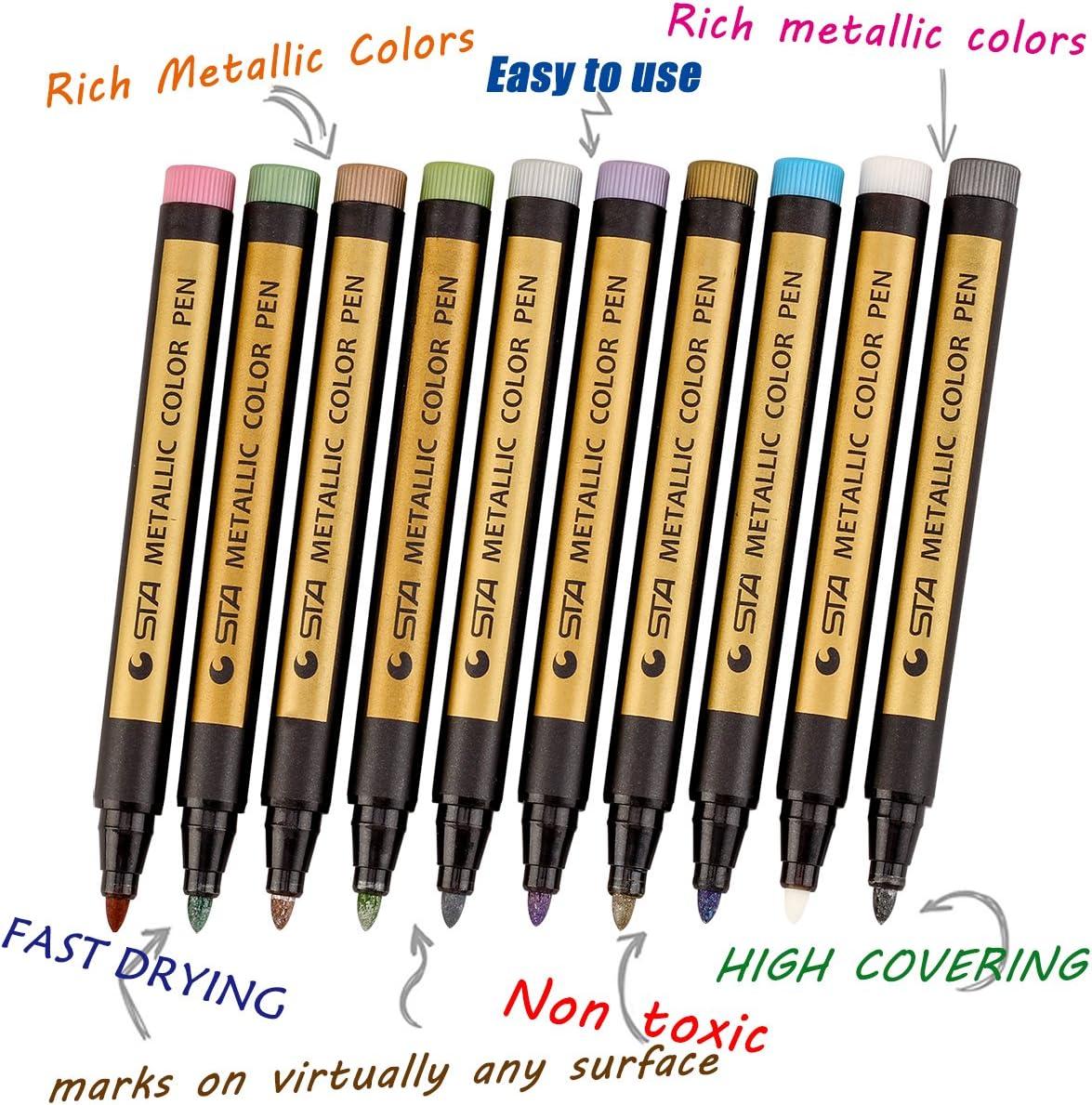  Nicecho Metallic Markers, Permanent Metallic Paint Pens, Fine  Point Doodle Marker for Black Paper, Art, Card Making, DIY Photo Album,  Scrapbook Crafts, Metal, Ceramic, Glass(26 Colors) : Arts, Crafts 