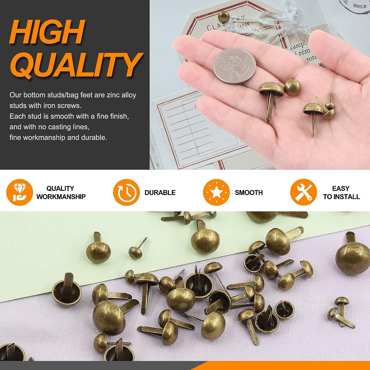 Rustark 500PCS 5 Sizes Bronze Paper Fasteners Round Brads Fasteners