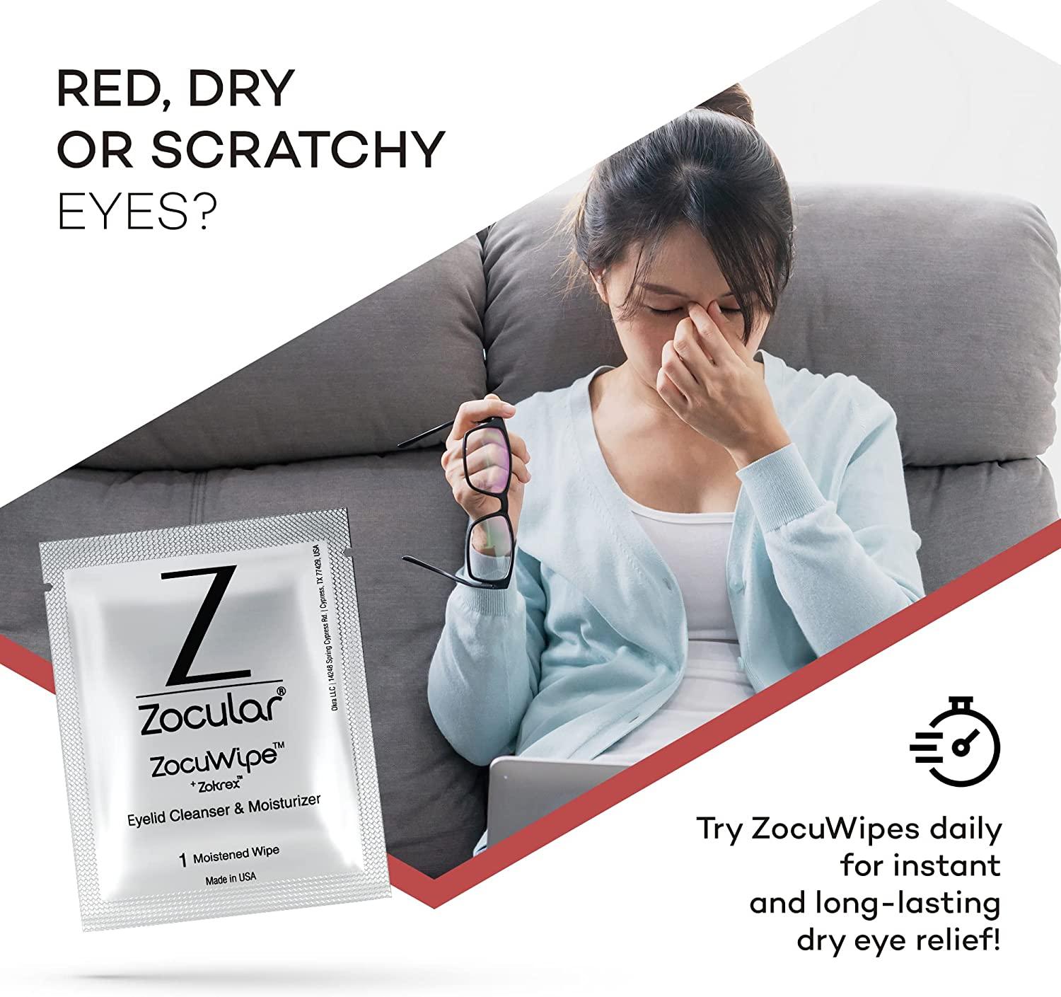 Zocuwipe Eyelid Wipes with Okra Complex Eyelid Cleanser and
