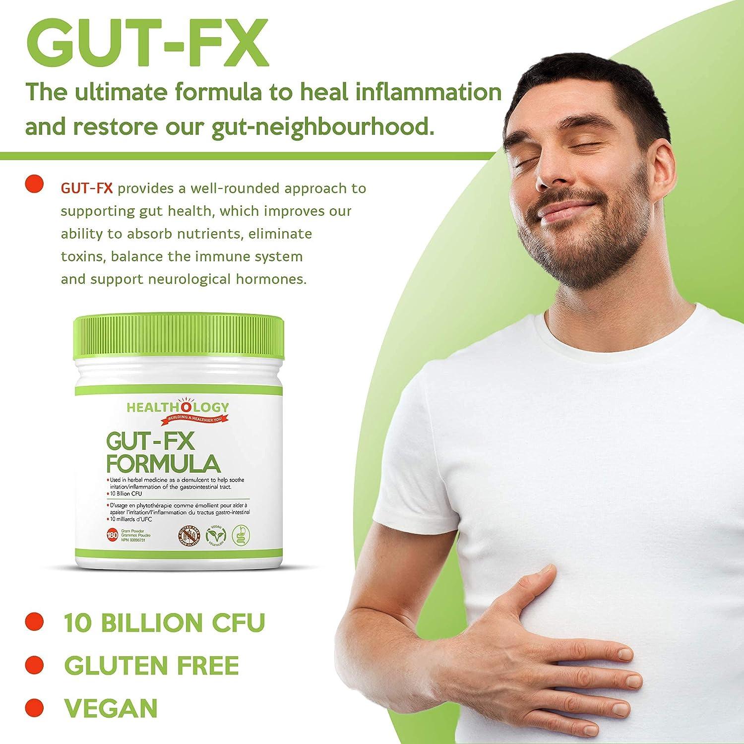 Healthology GUTFX Gut Supplement for Leaky Gut, Inflammation & Bloating Probiotics, L