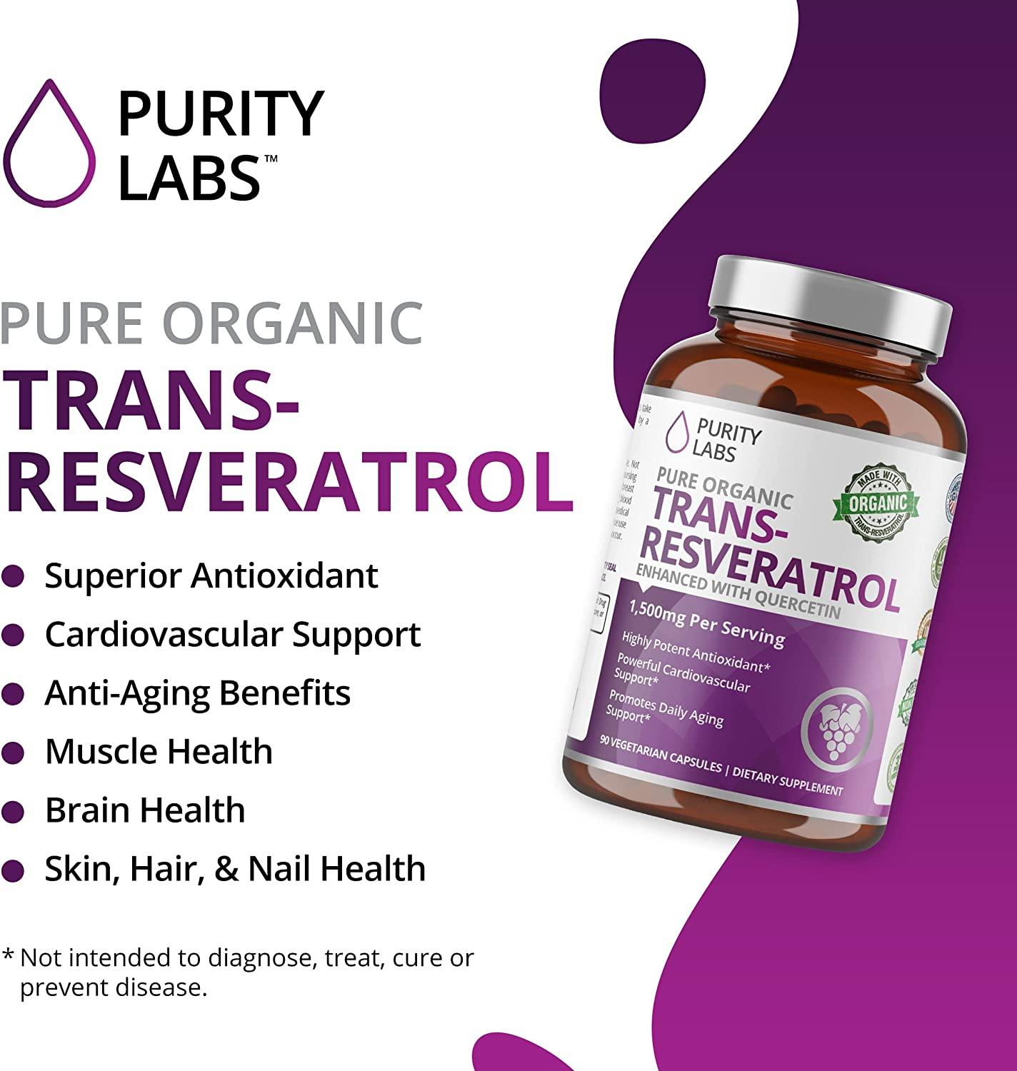 Purity Labs Organic TransResveratrol Vegan Heart & Skin Supplement