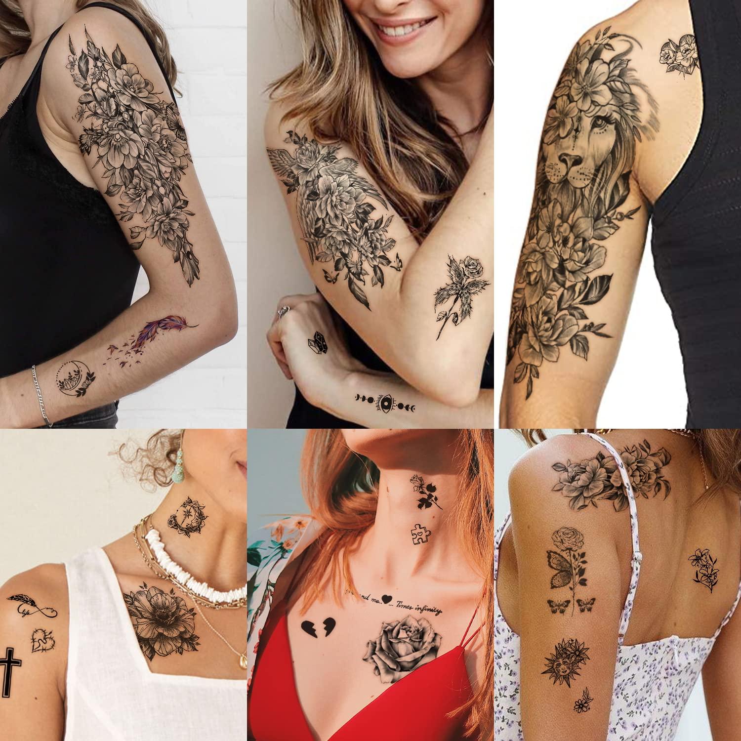SOOVSY 70 Sheets Temporary Tattoo for Men, Includes 10 Half Arm Tattoos  Temporary That Look Real and Last Long, Fake Tattoo Stickers Semi Permanent  Tattoo for Women and Girl color-05