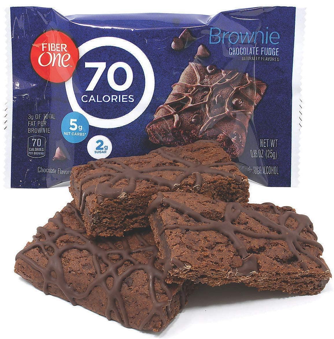 Fiber One Chocolate Fudge Brownies, 6 Count Box (Pack of 2) with By The