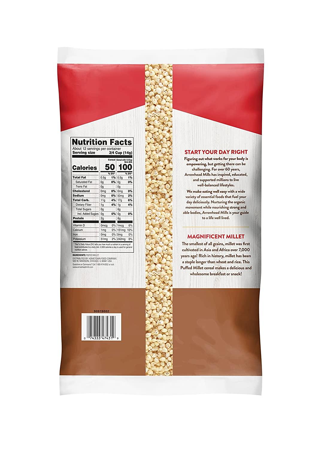 Arrowhead Mills Cereal Puffed Millet6 oz (Pack of 2) puffed millet 6