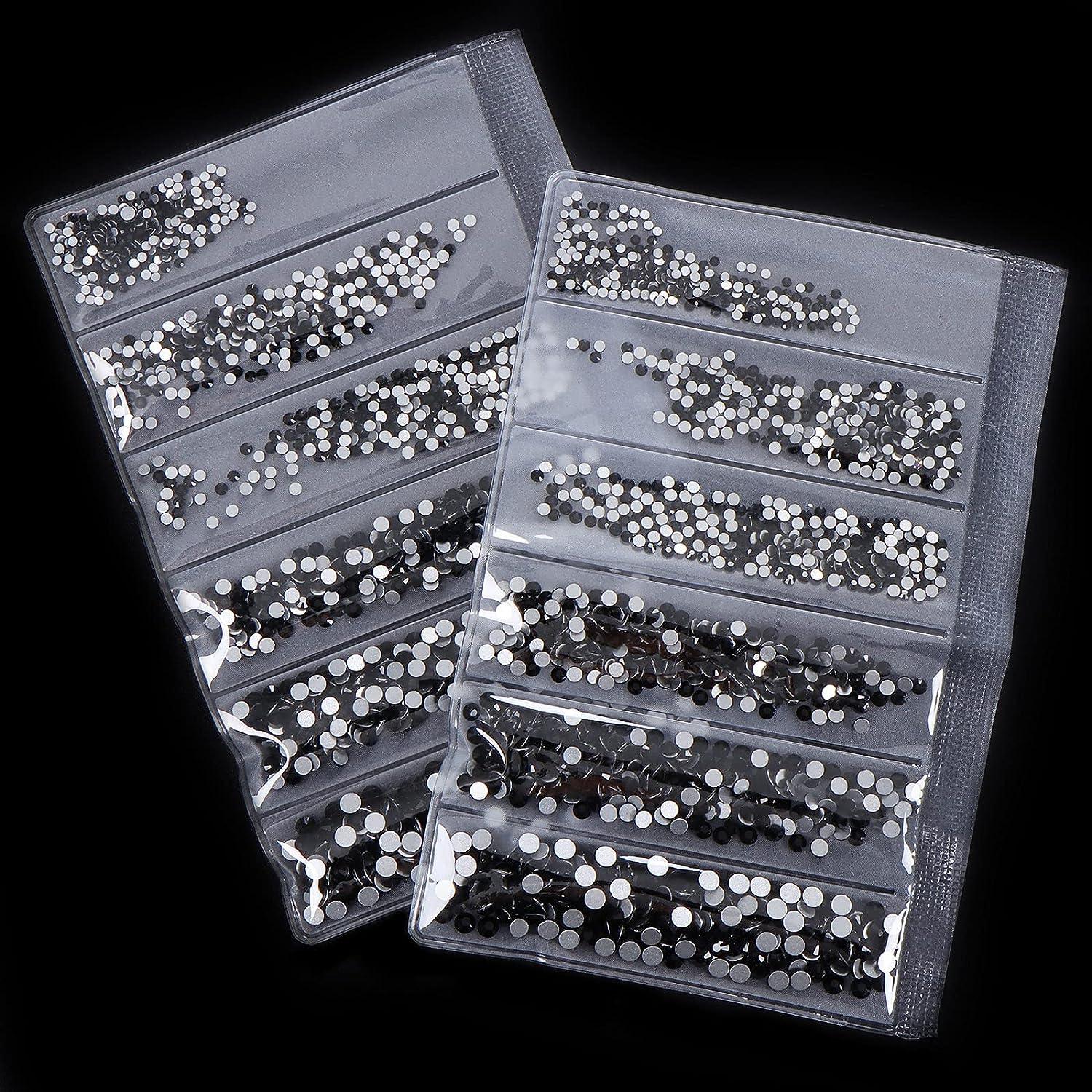 Jollin 3456pcs Flatback Rhinestones Glass Charms Diamantes Gems Stones for Nail Art 6 Size ss4~ss12 Crystal