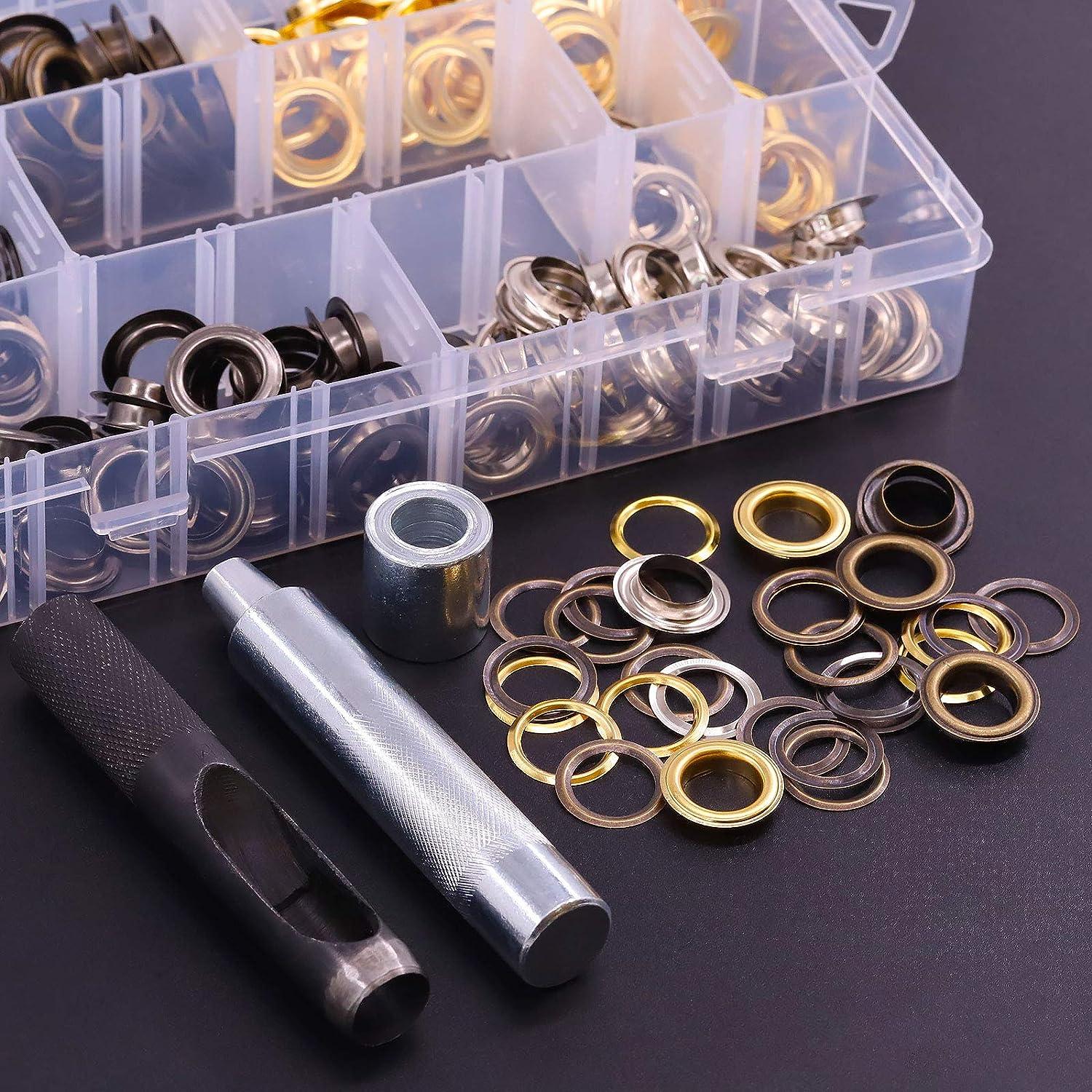Hilitchi 160 Sets 1/2 Inch Grommets Eyelets Grommet Kit with Punch Hole