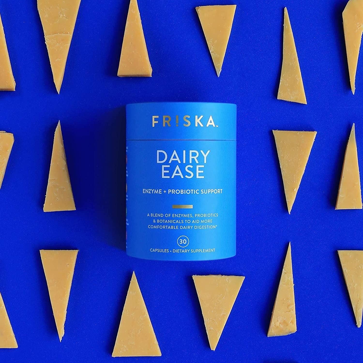 FRISKA Dairy Ease Supplement Digestive Enzymes & Probiotics Lactose