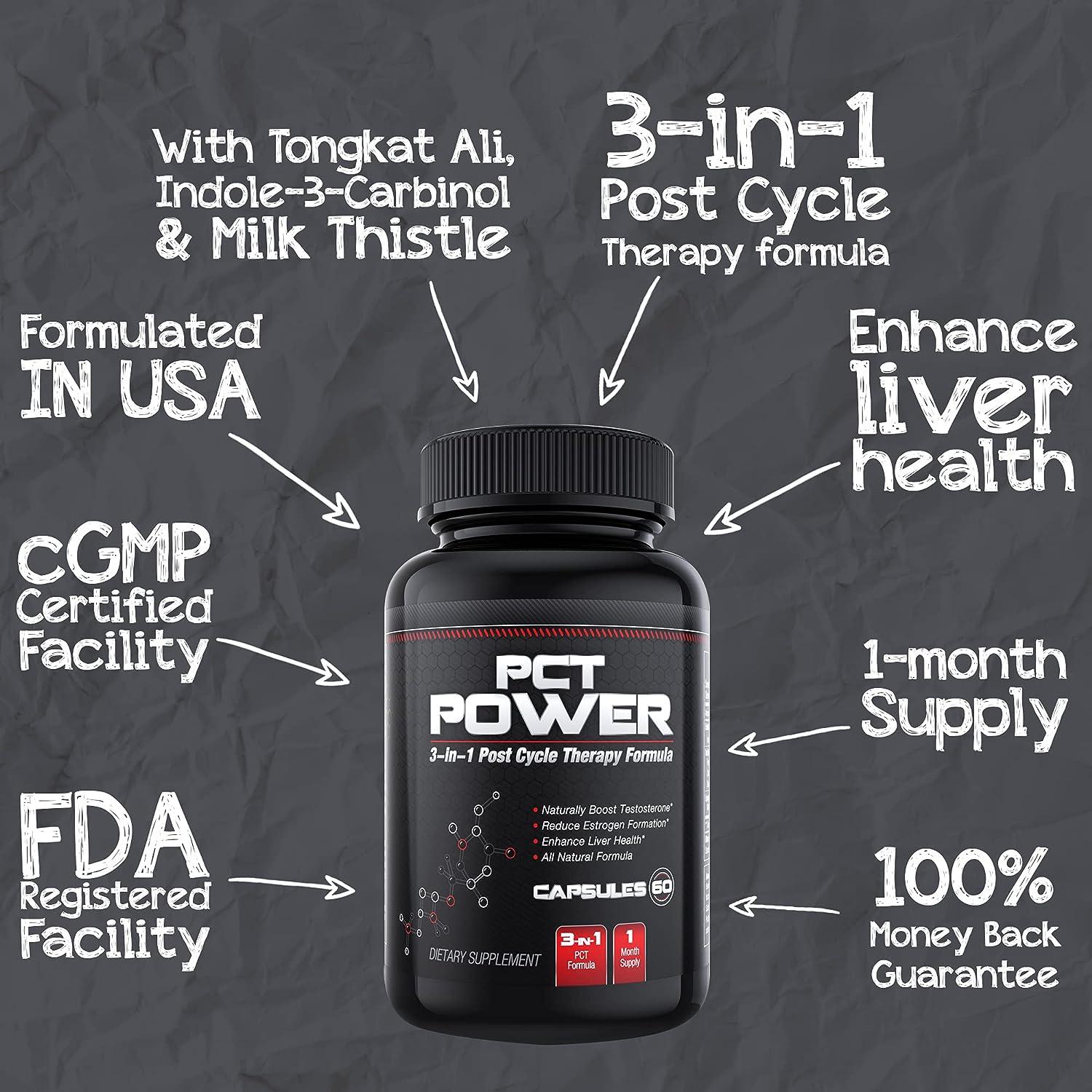PCTPower 1 Post Cycle Therapy Supplement 3in1 PCT Supplement with