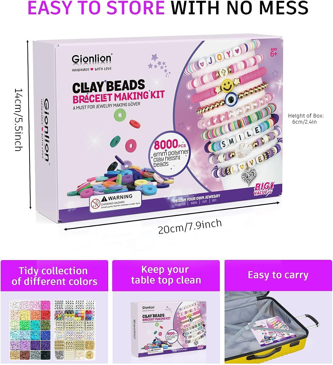 Gionlion 6000 Pcs Clay Beads for Bracelet Making, 24 Colors Flat
