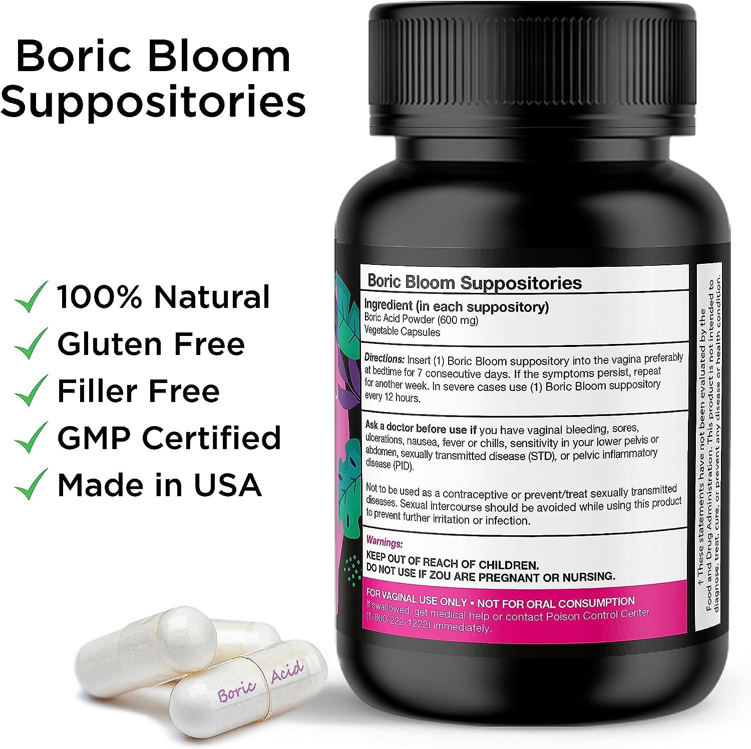 Boric Acid Suppositories and Suppository Applicator Bundle 30