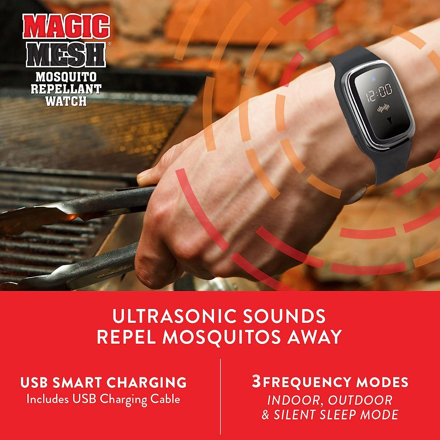 Magic Mesh Bug Repellant Watch- Watch and Bug Bands All in one, Ultrasonic  Sounds Repel Mosquitos Away, Adjustable Silicone Wristband