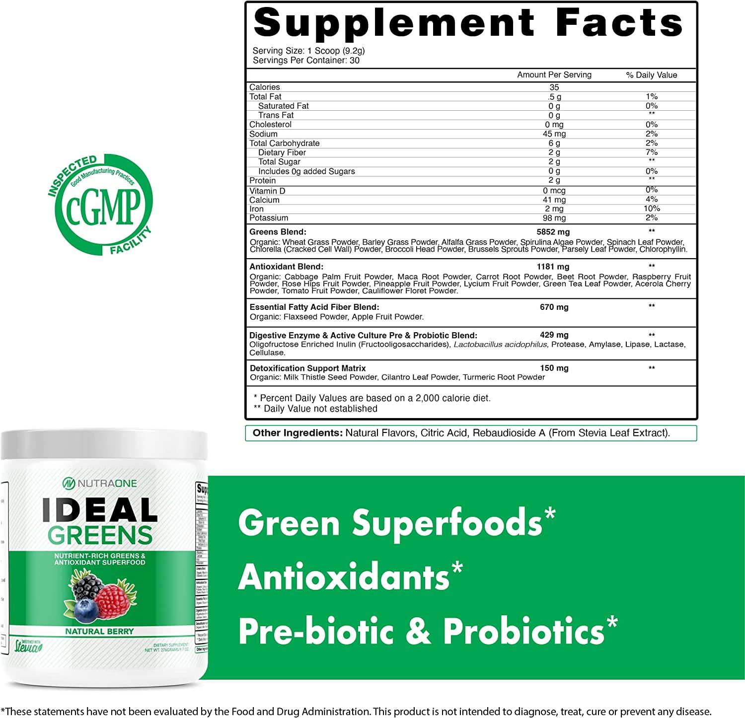 Ideal Greens by NutraOne Antioxidant and NutrientRich Superfood