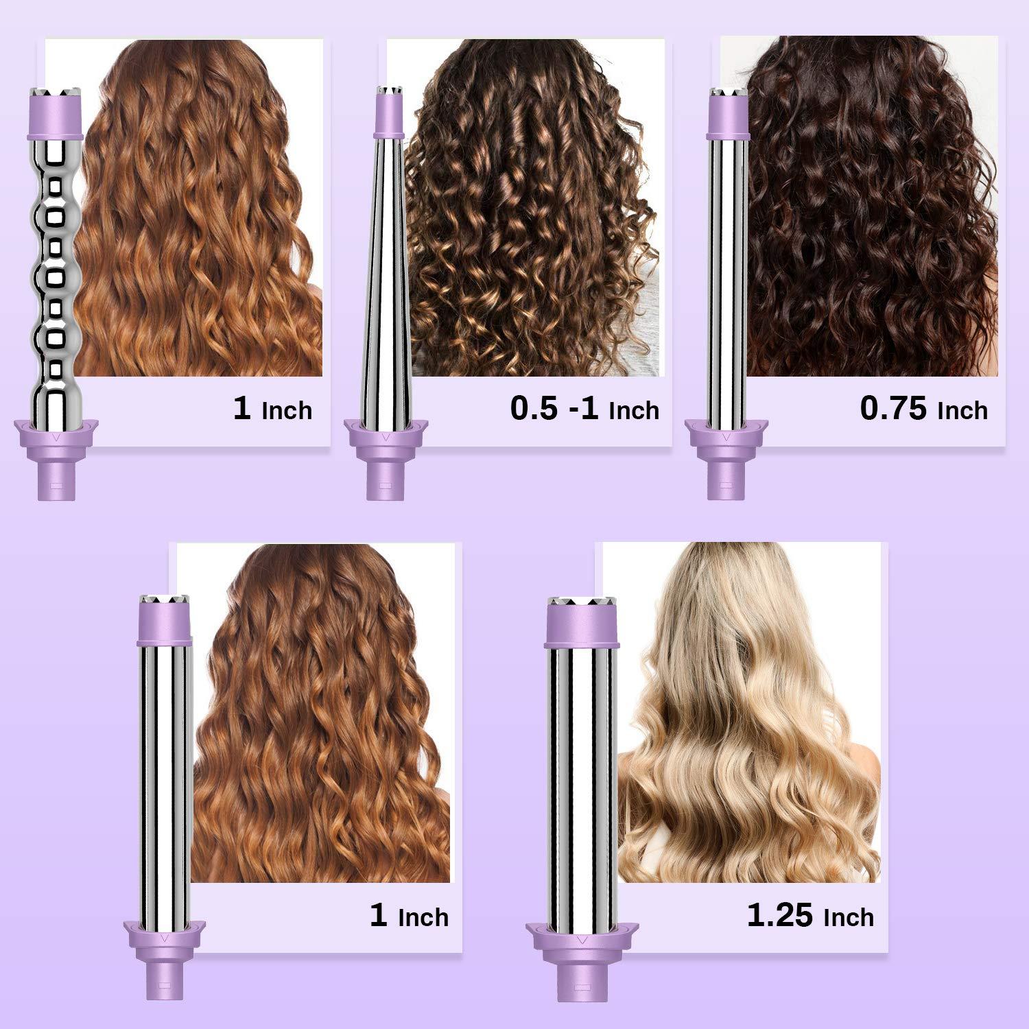 Curling Iron 5 in 1 Hair Curler Curling Wand Set with 5 Interchangeable  Barrels (''to '') Hair Wand for Wavy Hair Styling with LCD &  Temperature Adjustment (Gifts for Women)