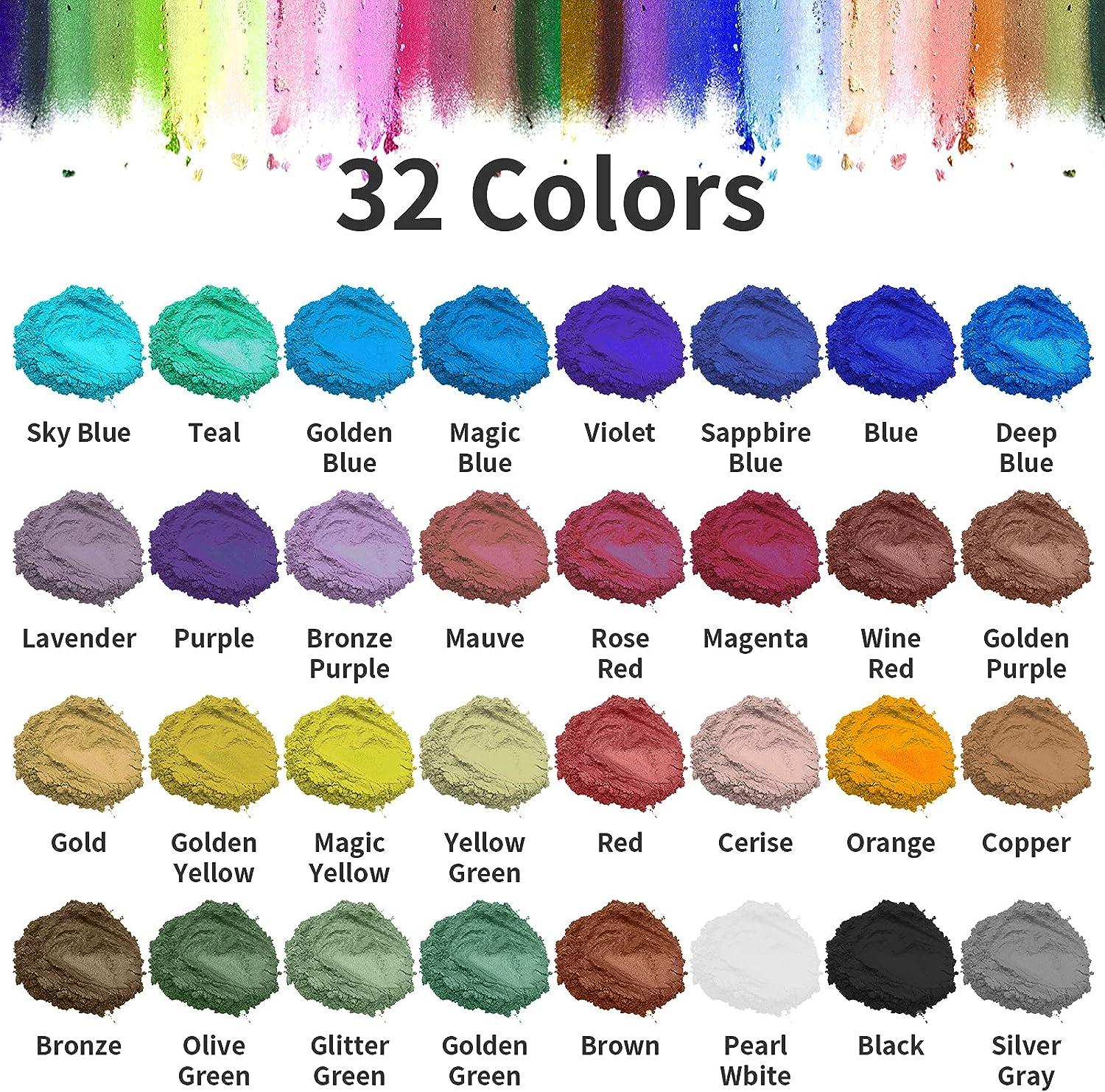 Mica Powder-40 Colors Glitter Pigment for Epoxy Resin, Soap Making