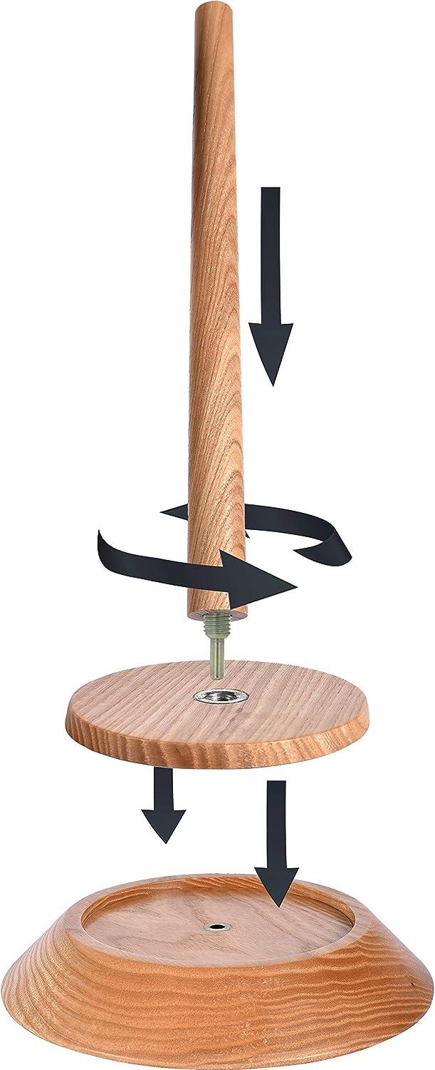 BarvA Big Wood Yarn Holder Set Advanced Metal Twirling Mechanism Lazy Susan  Stand Ball Spindle Sewing Crocheting Tool Wool Cord Organizer Ribbon  Storage Knitting Embroidery Thread Crochet Accessories Natural