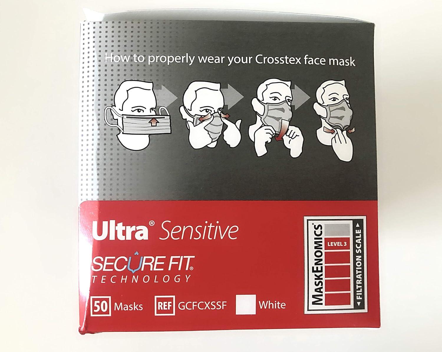 Crosstex Ultra Sensitive FogFree Face Masks - White (Box of 40 ...