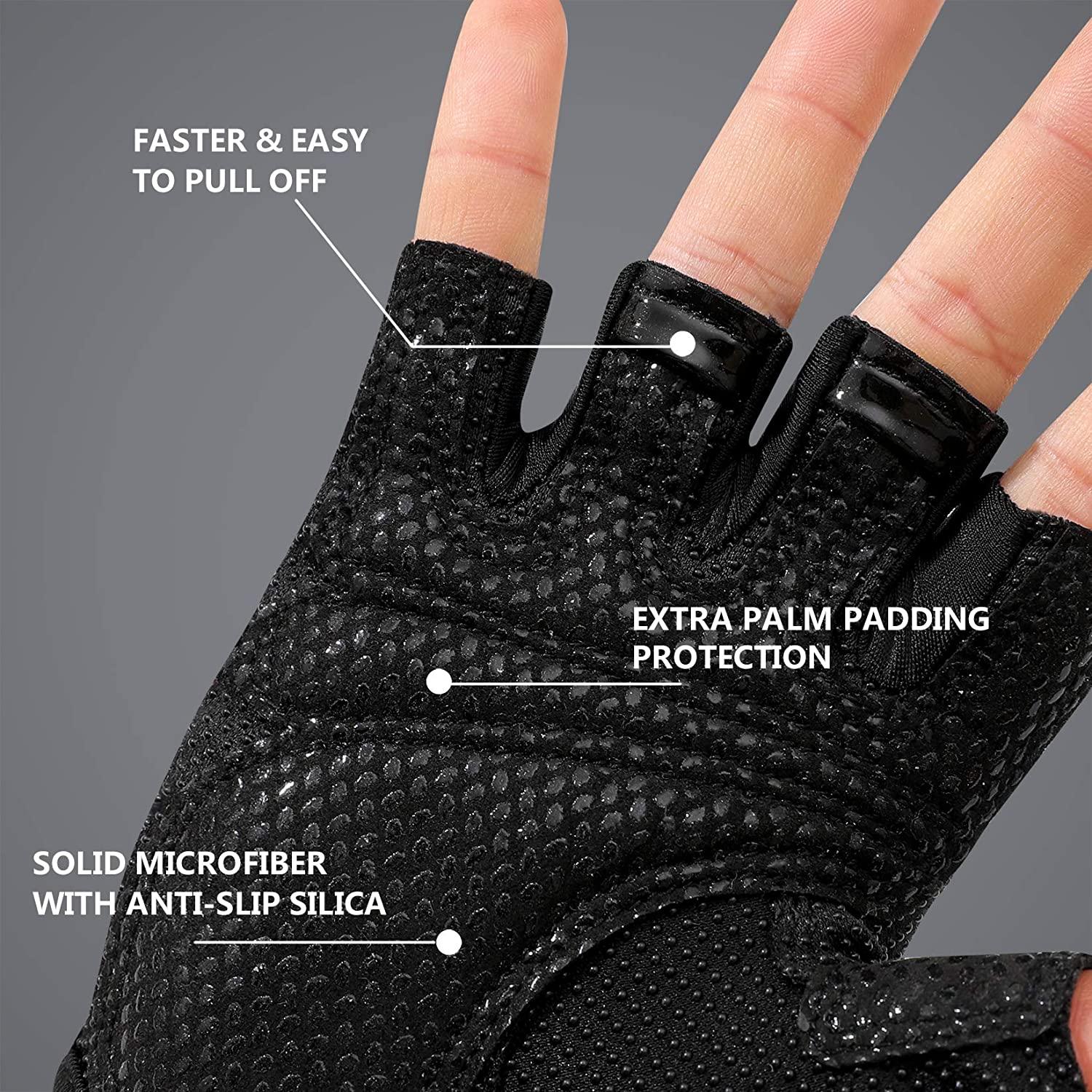 Elevi Fit Workout Gloves For Men & Women, Full Palm Protection Weight Lifting Gloves With Non Slip Silicone Pads Lifting Gloves For Gym Training Exercise Cycling With Adjustable Wrist Closure