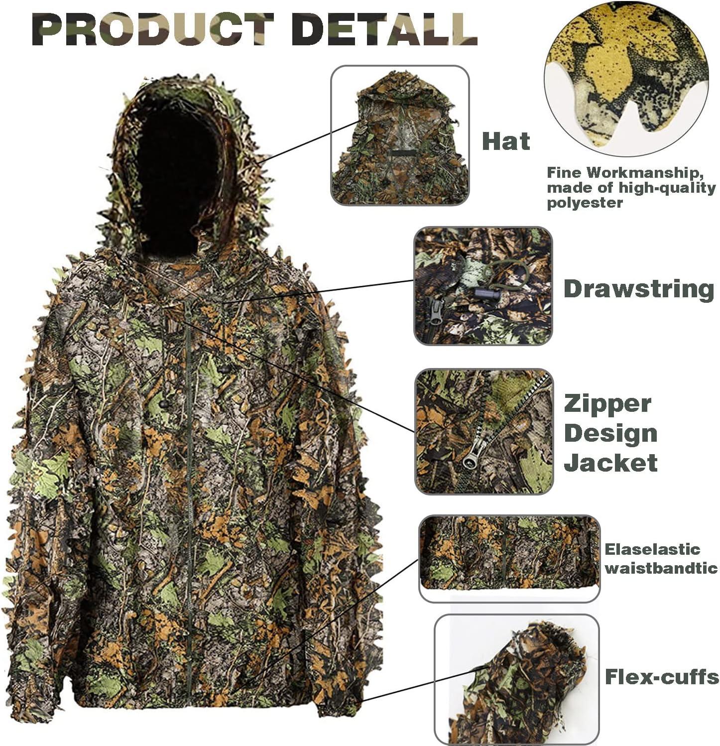 Ghillie Suit 3D Leafy Camo Suit Youth Adult Lightweight Hunting