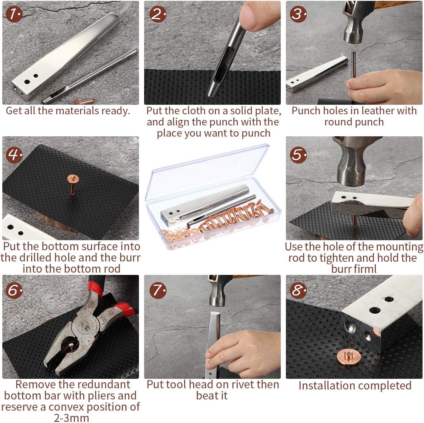 Leather Rivet Kit Brass Rivets for Belt Making DIY Leather Craft Belt Repair