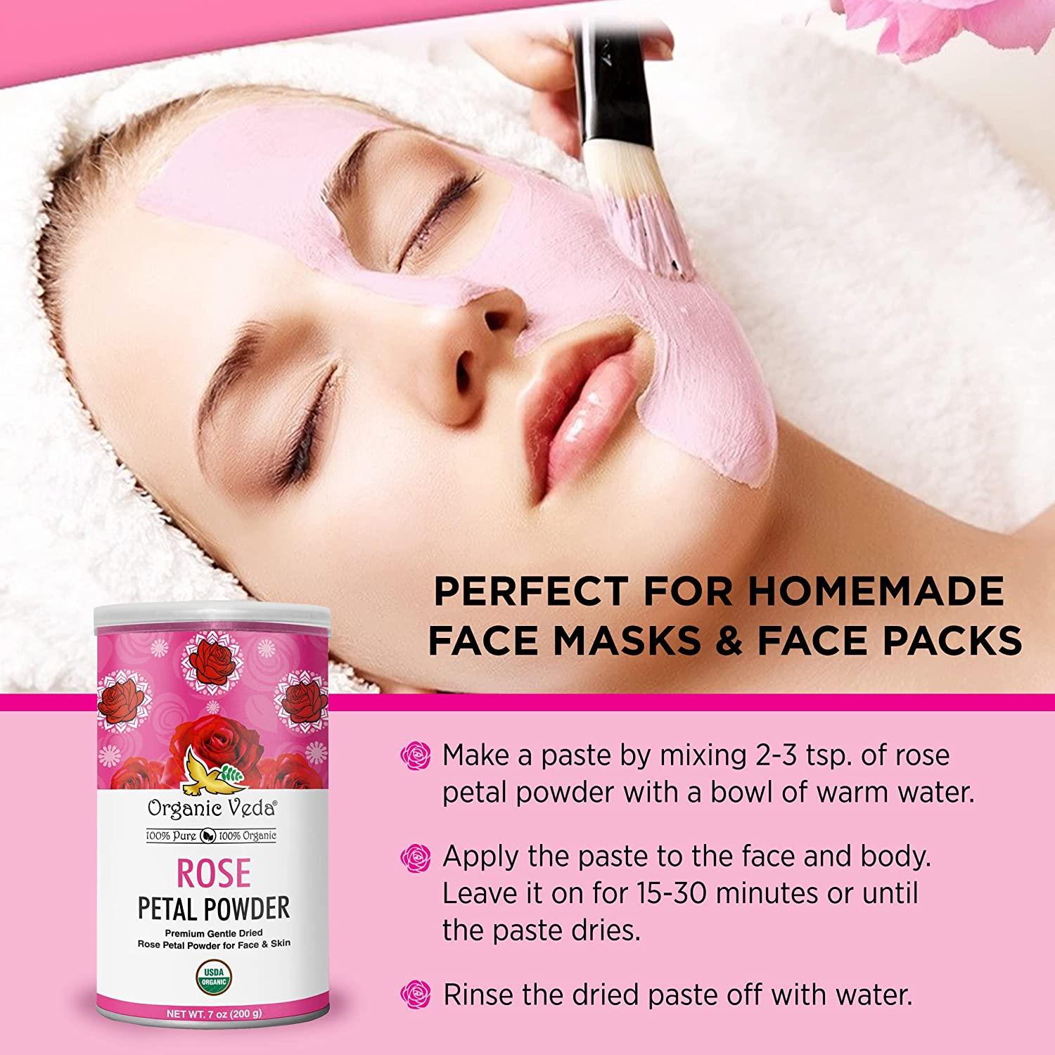  Rose Petal Powder for Hair, Skin and Face Mask Beauty