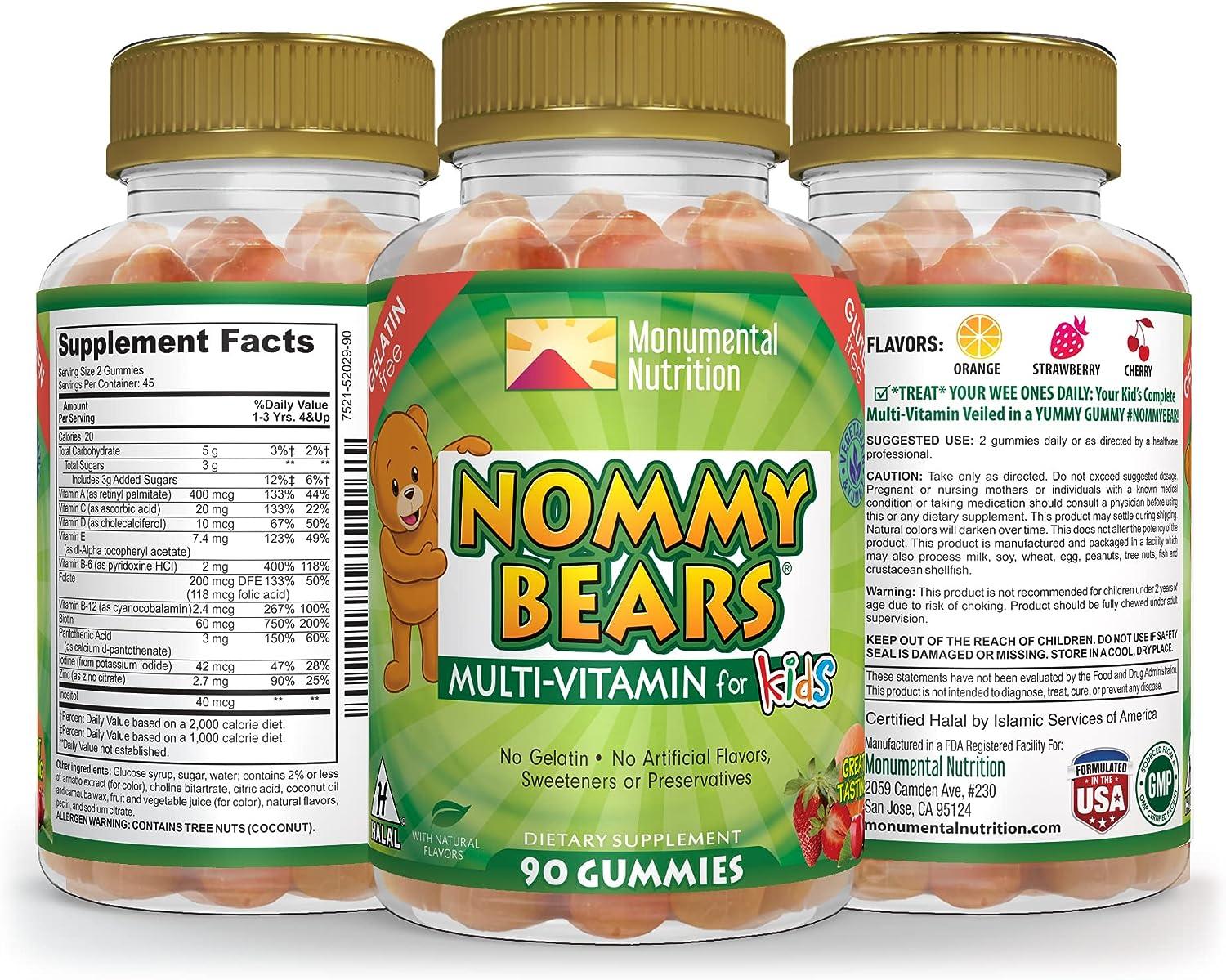 NOMMY BEARS MULTIVITAMIN GelatinFree Gummies for Kids Children Teens
