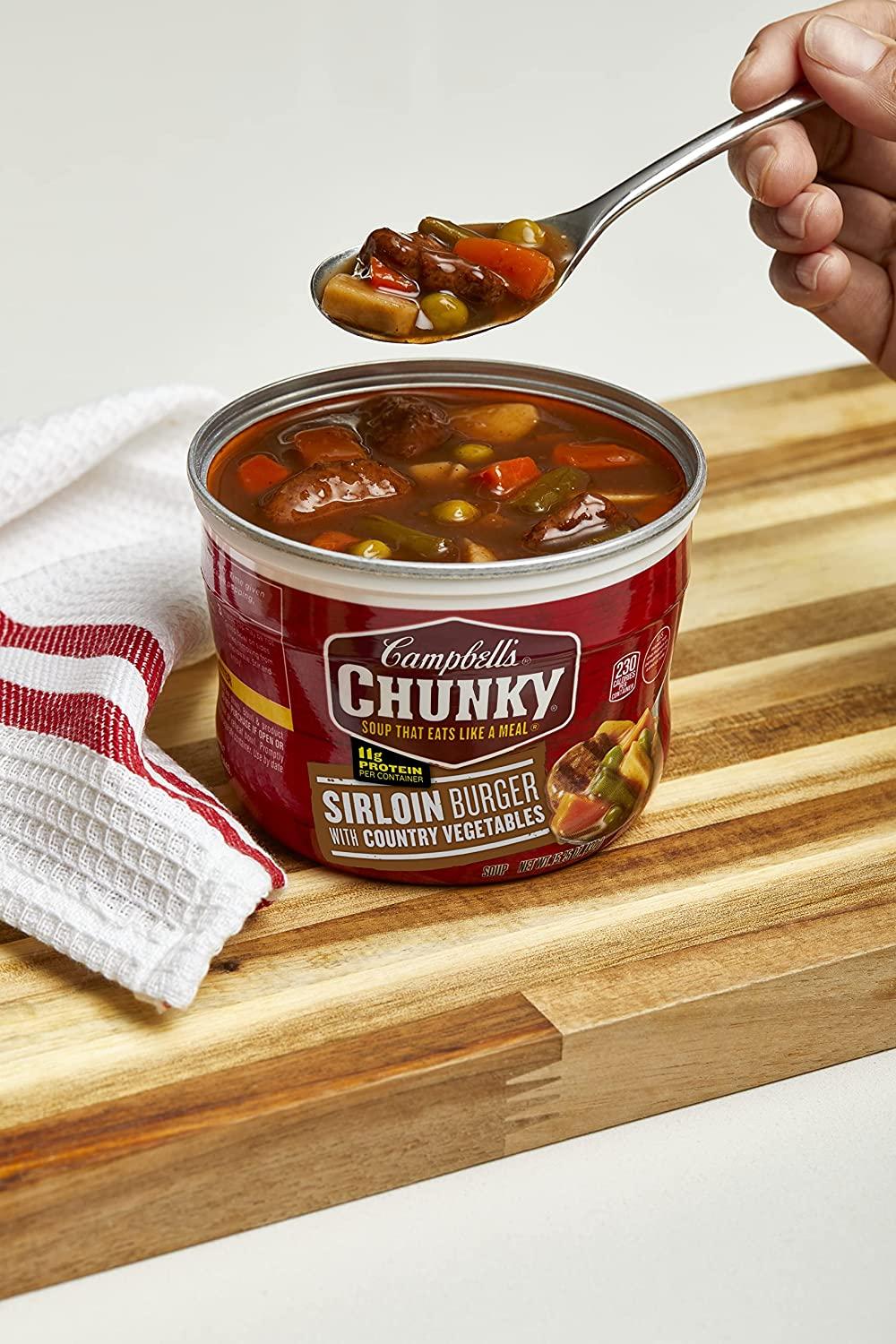Campbells Chunky Soup, Sirloin Burger With Country Vegetable Beef Soup