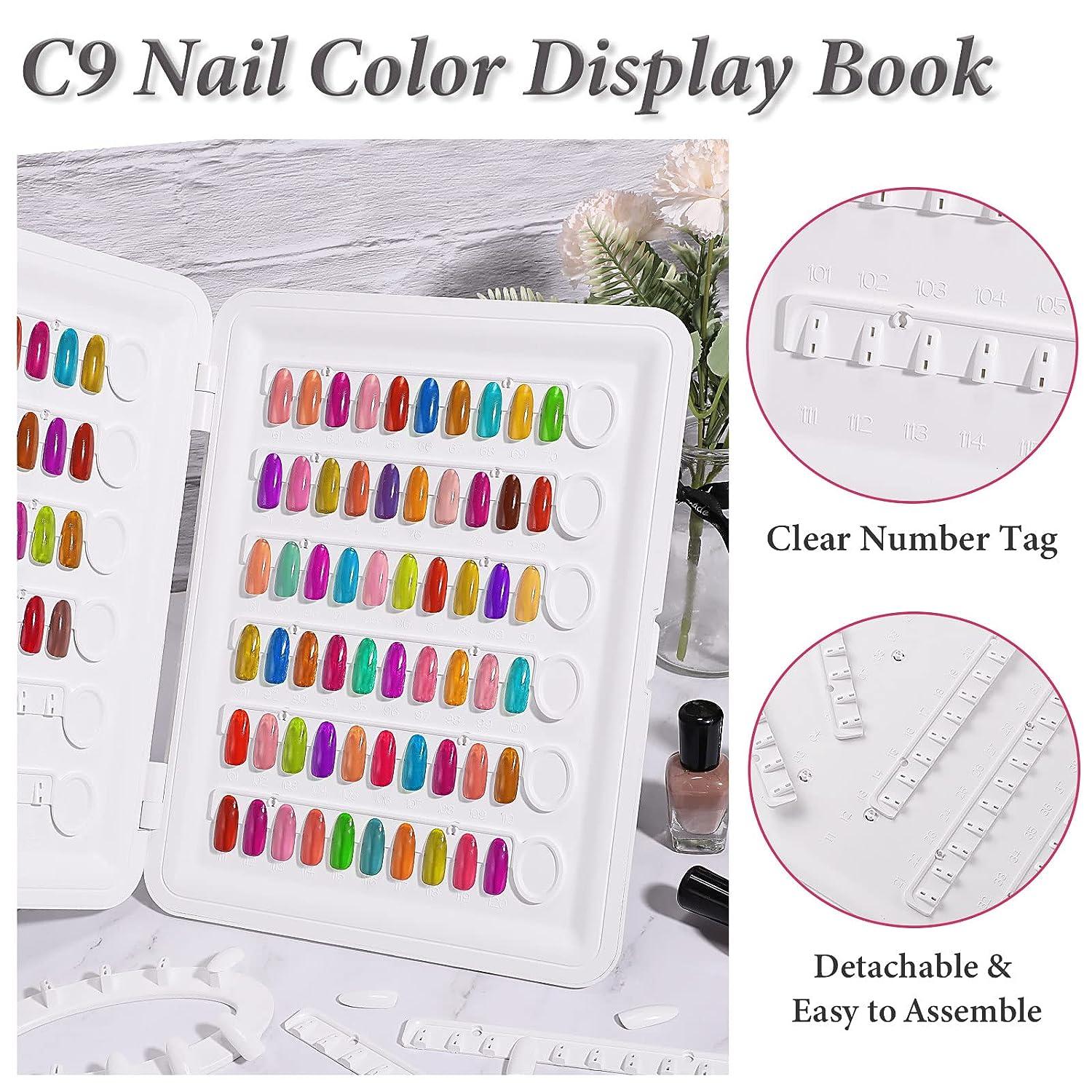 Nail Colours Display Book, 120 Nail Art Presentations Display Nail Stand, Nail  Colour Card with Transparent Nail Tips for Nail Polish, UV Gel (C9) :  Amazon.de: Beauty